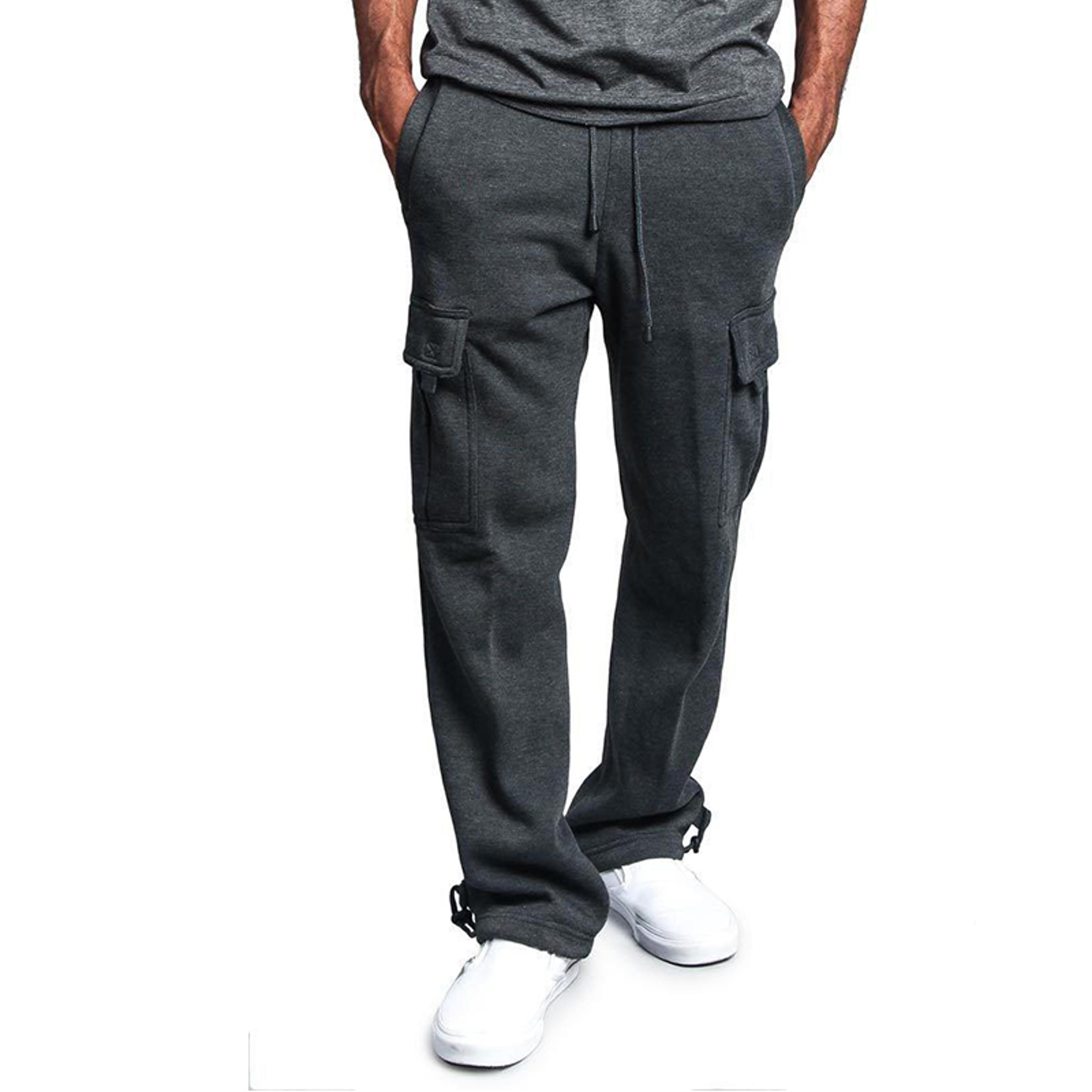 Breathable Cotton Sweatpants For Men Elastic Waist Baggy Pants With Drawstring  Multiple Pockets 5