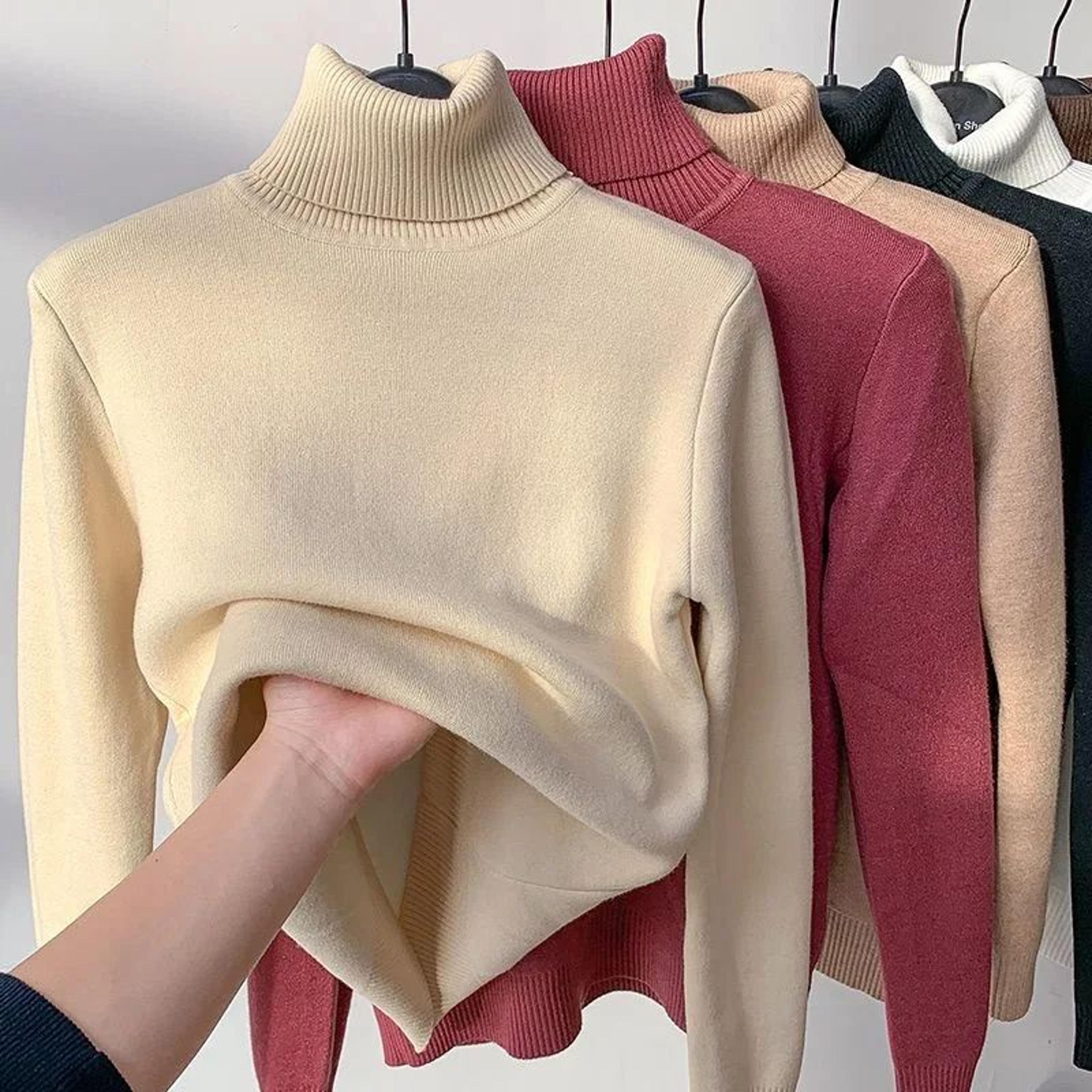Turtleneck Winter Sweater For Women Elegant Thickened VelvetLined Knit Pullover Slim Fit Knitted Ju 7