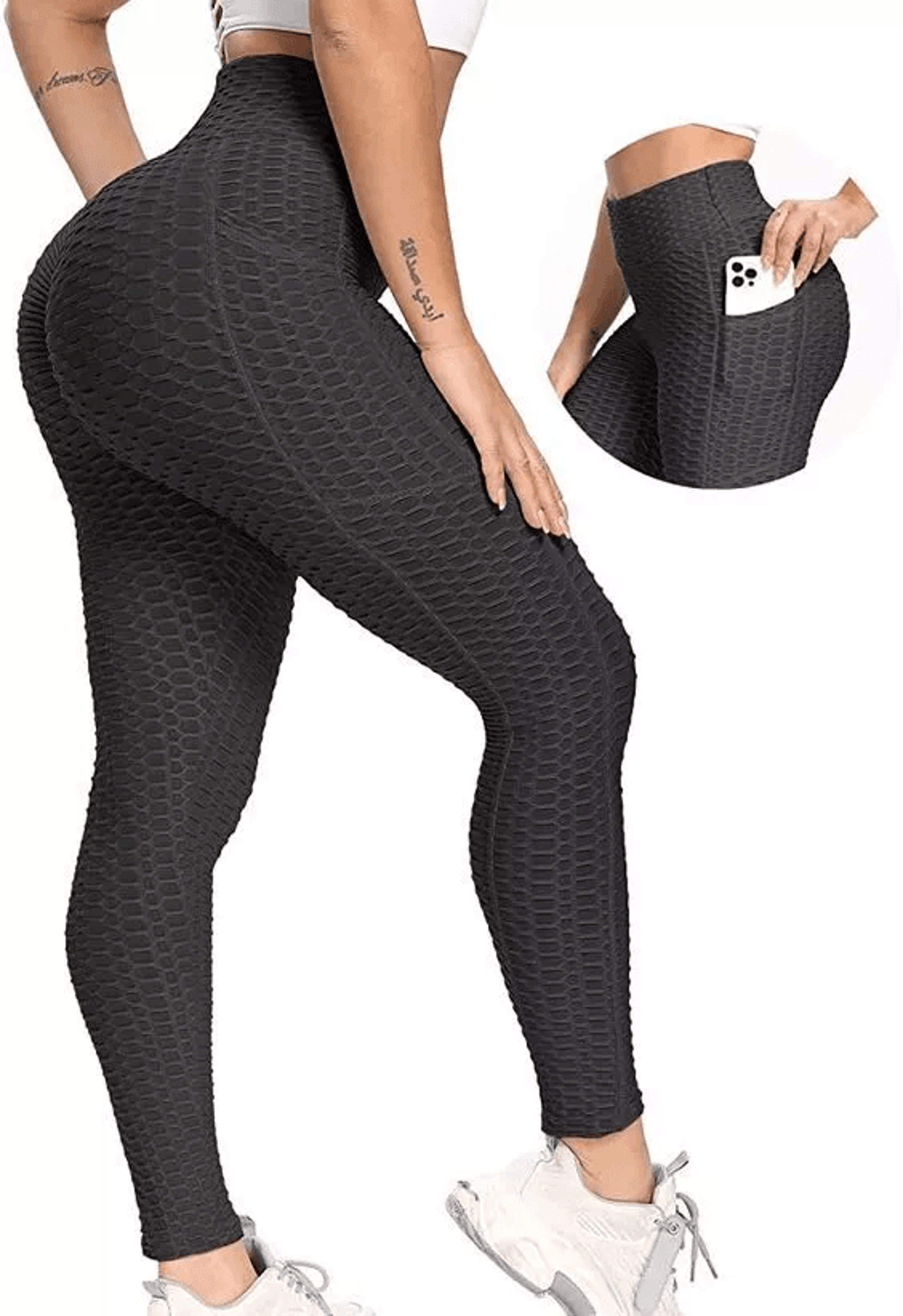 womens anti cellulite butt lifting high waist yoga leggings with pocket pants for workout & fitness