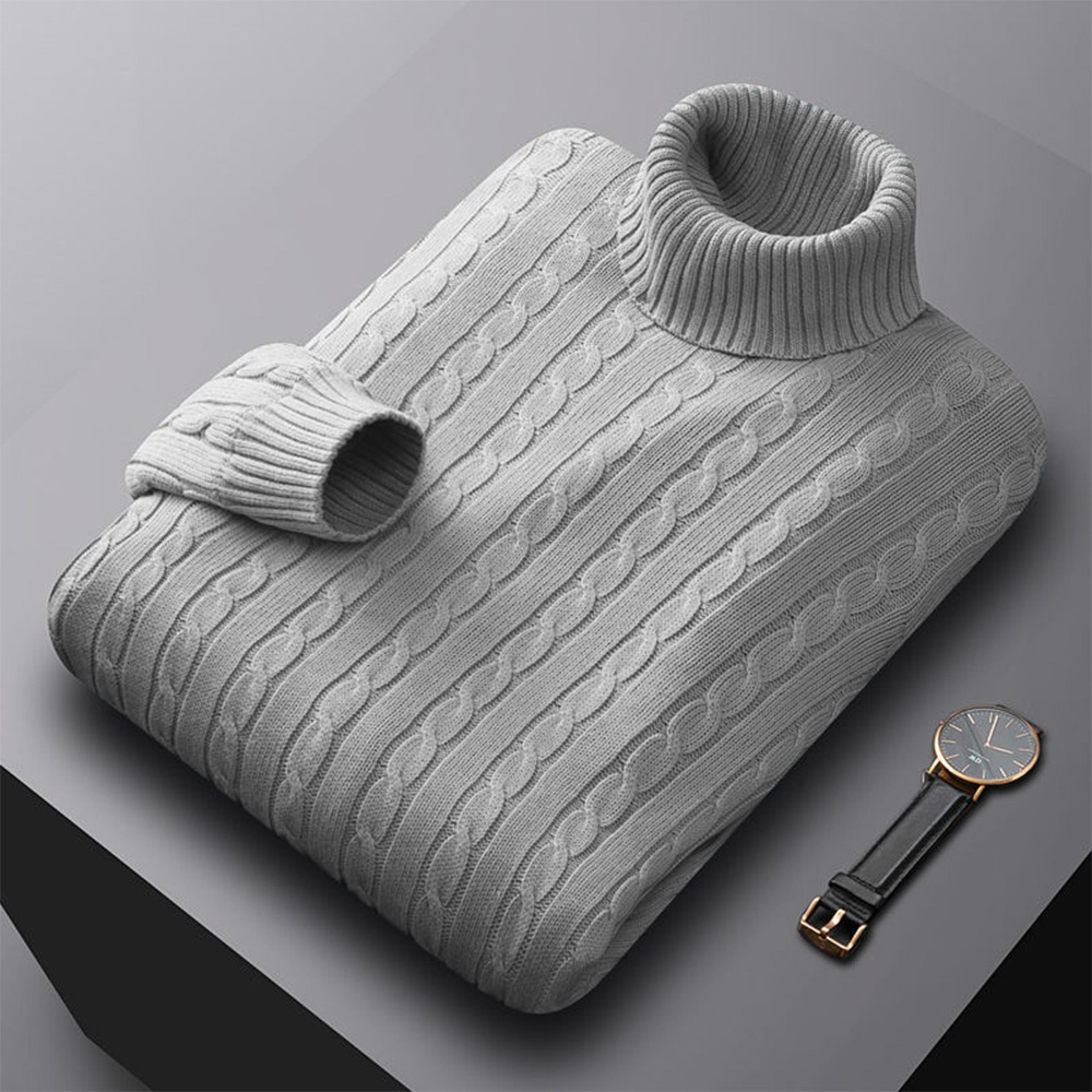 Mens Turtleneck Sweater High Neck Pullover Elastic Sweatwear Casual Knitted Sweaters Fall Winter Me 7