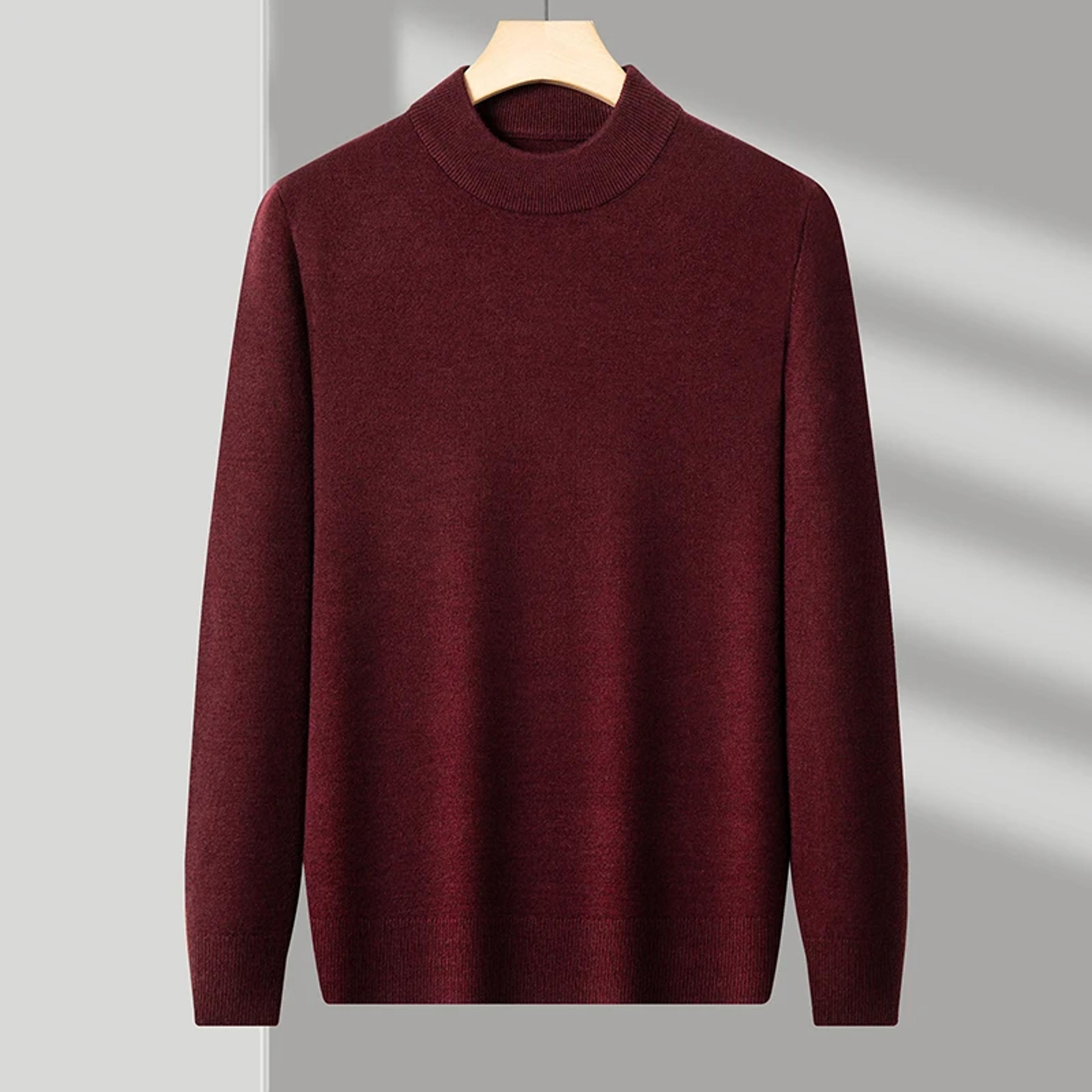 Half Turtleneck Knitwear Sweater Mock Neck Sweatshirts Solid Color Pullovers Brand Casual Mens Clot 4