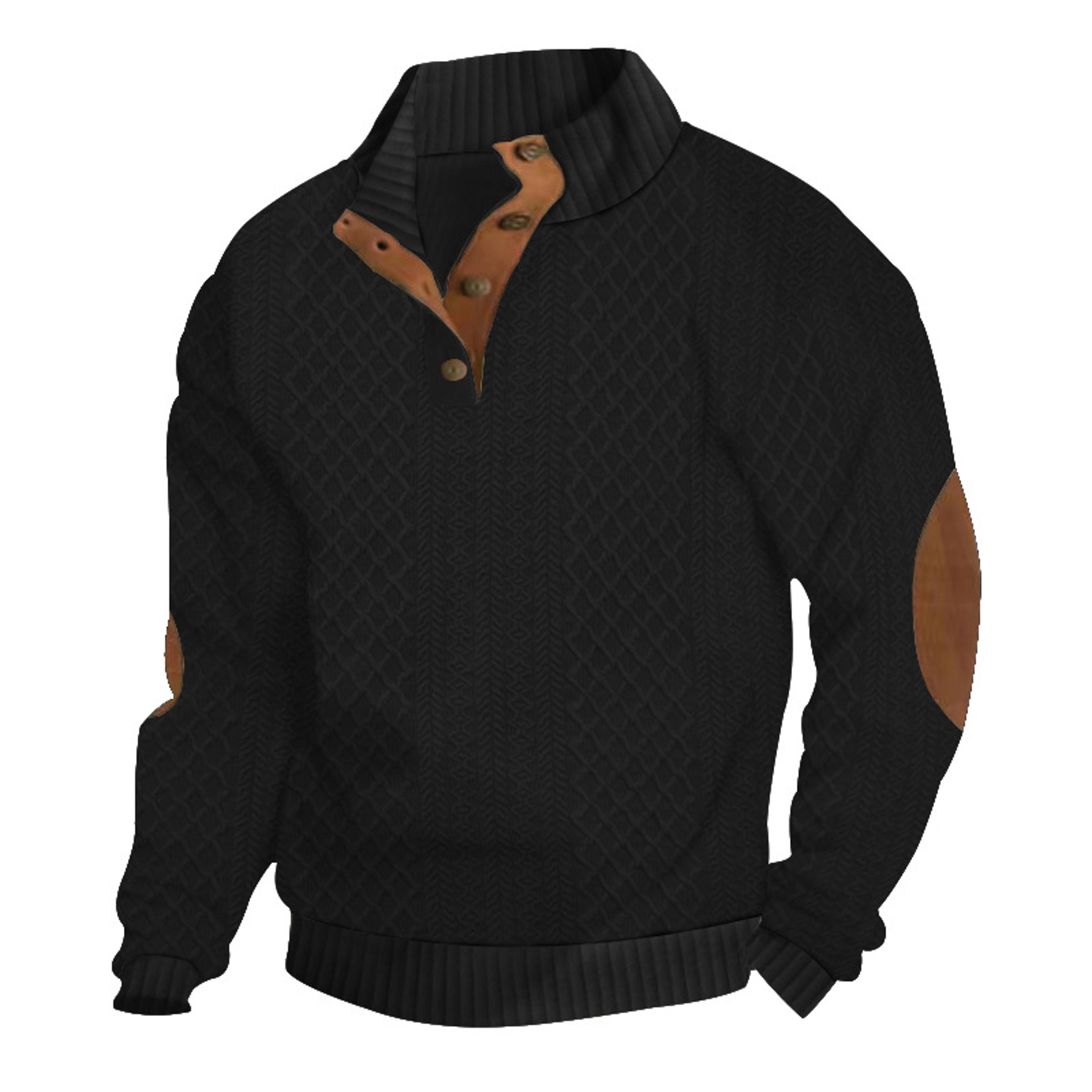 Autumn And Winter Knitted Pullover Mens Casual Stand Up Collar Sweater Long Sleeved Jacquard Cross  4