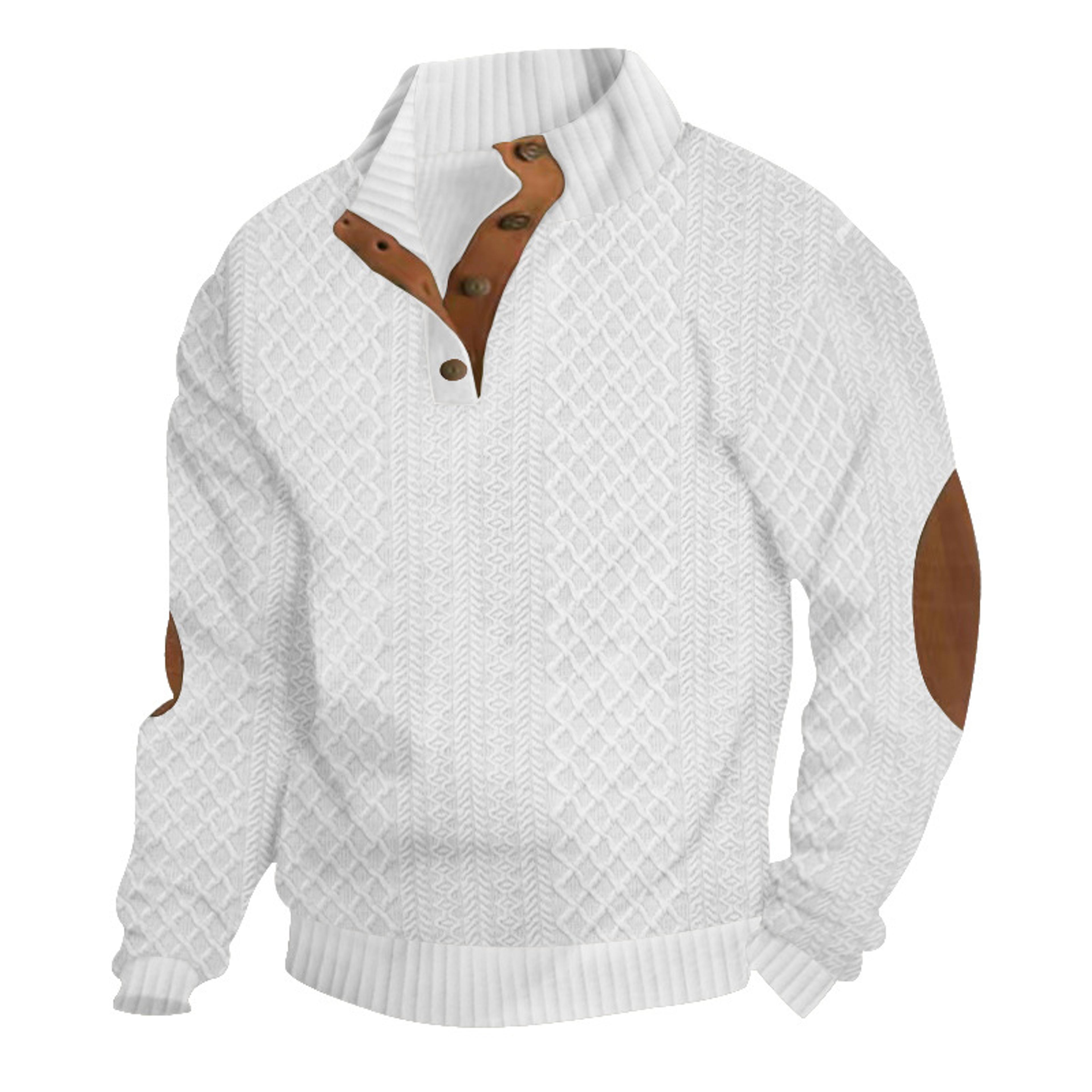 Autumn And Winter Knitted Pullover Mens Casual Stand Up Collar Sweater Long Sleeved Jacquard Cross  5