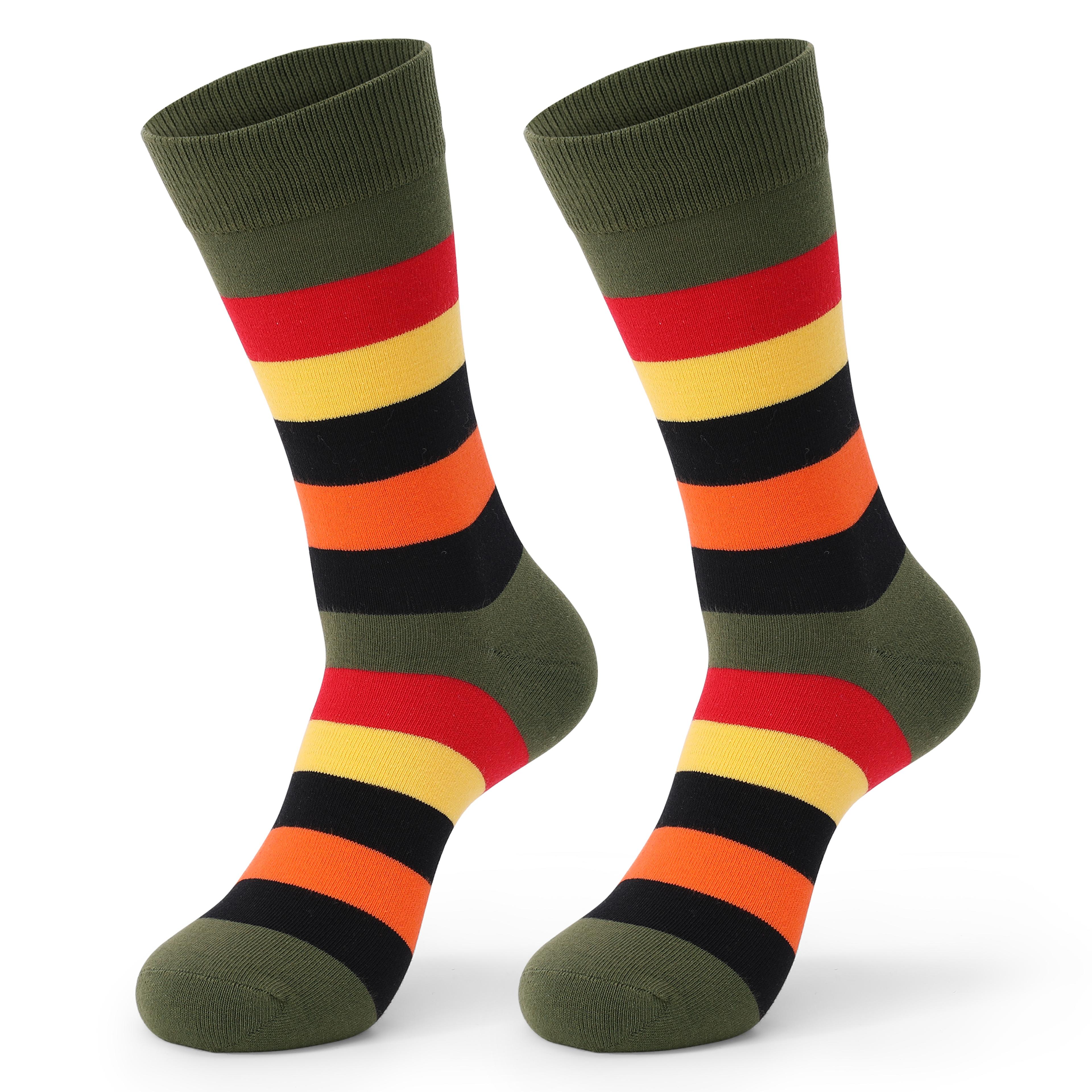 Colorful Striped Combed Cotton Novelty Socks Fun Dress Socks For Men Cool  Breathable Casual Patter 4