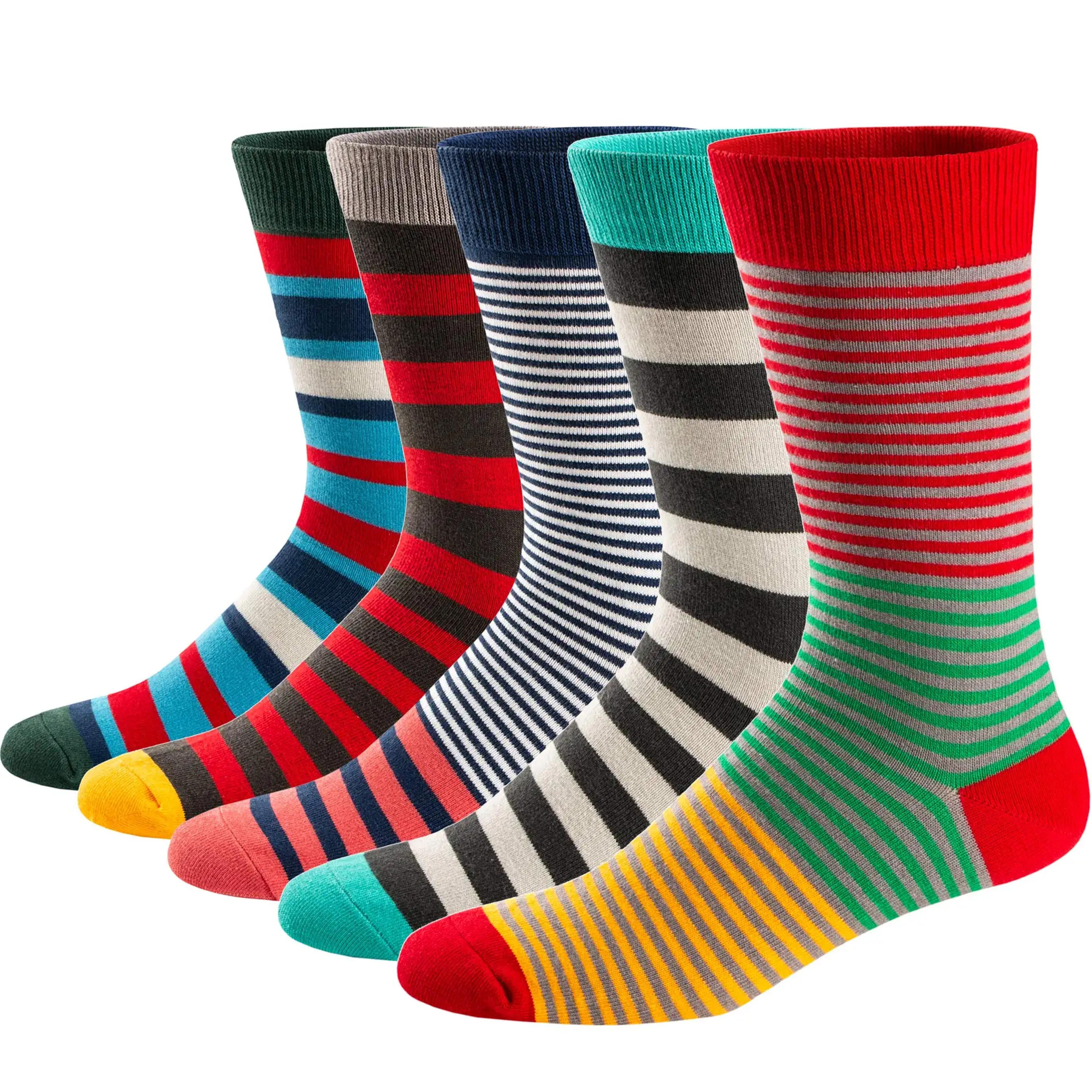 Colorful Striped Combed Cotton Novelty Socks Fun Dress Socks For Men Cool  Breathable Casual Patter 7