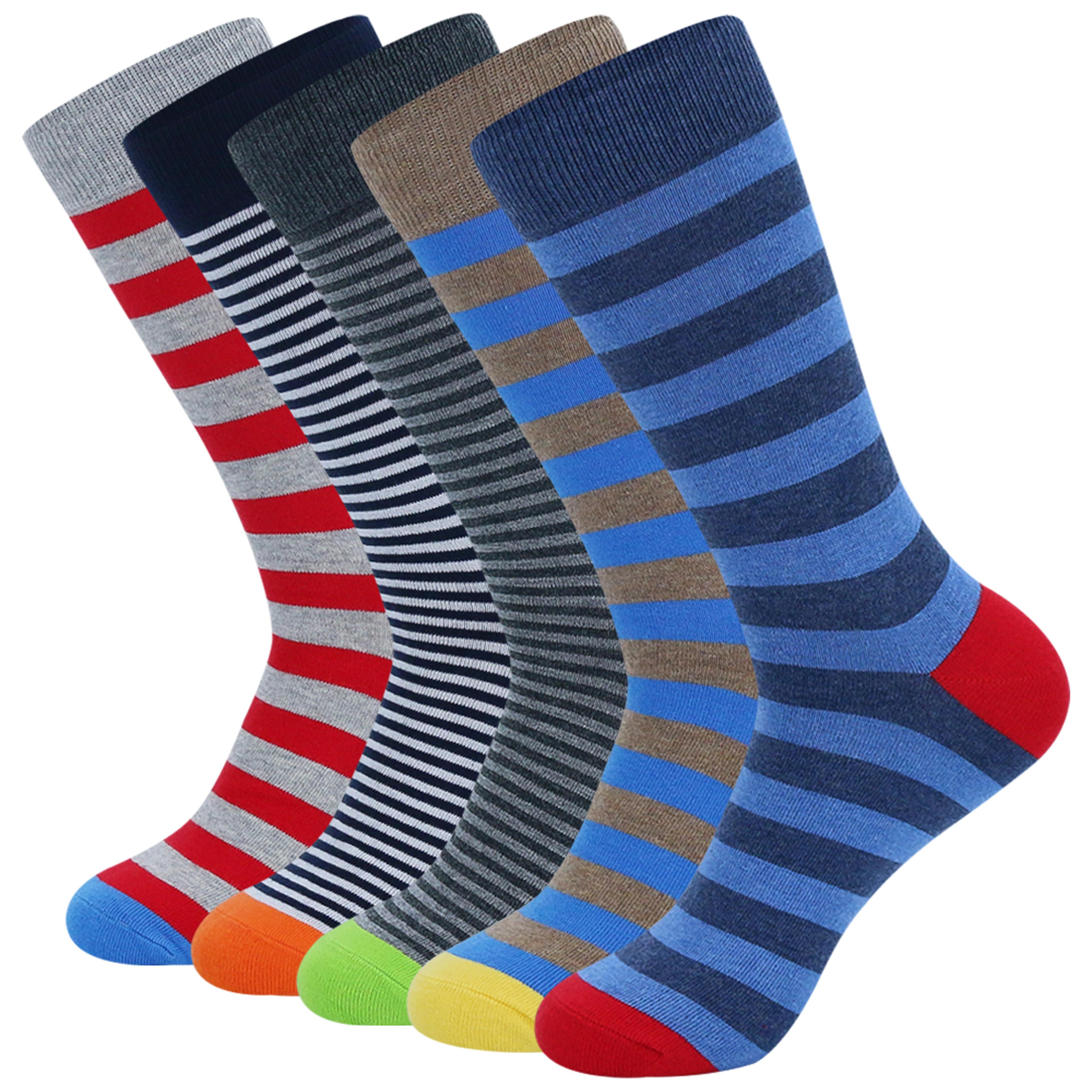 Colorful Striped Combed Cotton Novelty Socks Fun Dress Socks For Men Cool  Breathable Casual Patter 9