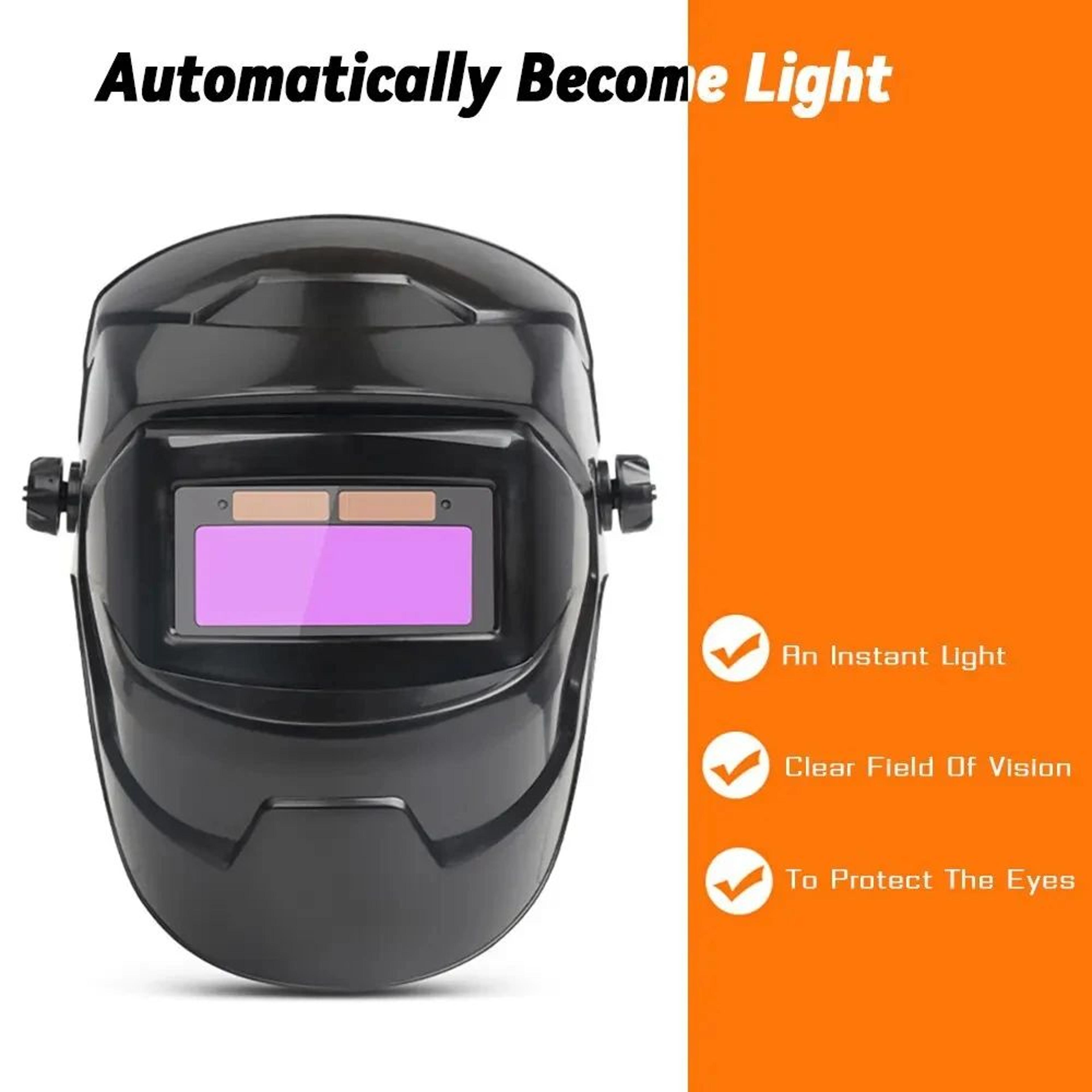 welding helmet welder mask with large view, true color, solar power, auto darkening for arc weld, grind, cut