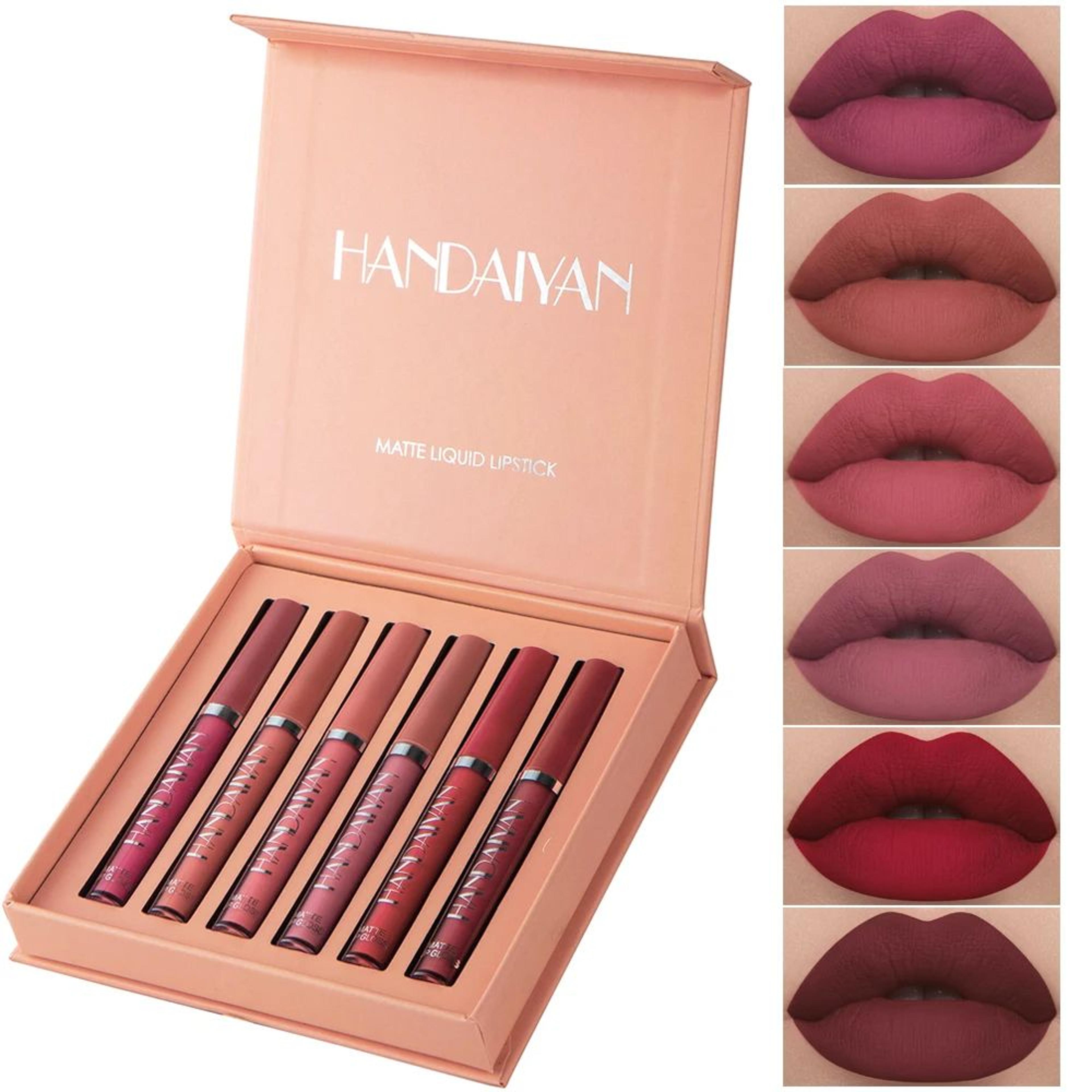 Matte Liquid Lip Gloss Set NonStick Cup Lipstick  LongLasting Waterproof Lip Color Gift Box For Wom 4