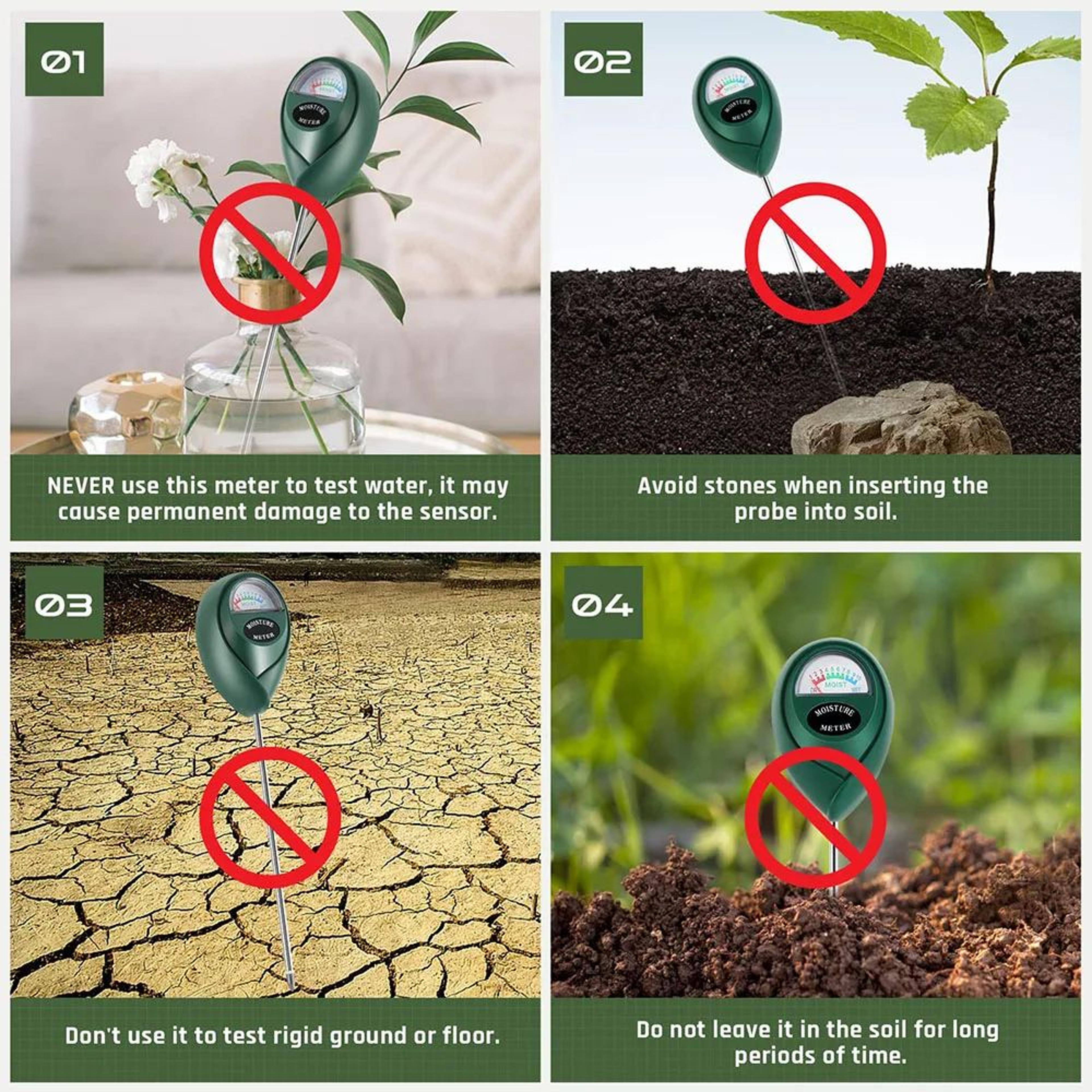 Soil Moisture Meter Gardening Soil Hygrometer Sensor For House Plants  Lawn BatteryFree Water Level 3