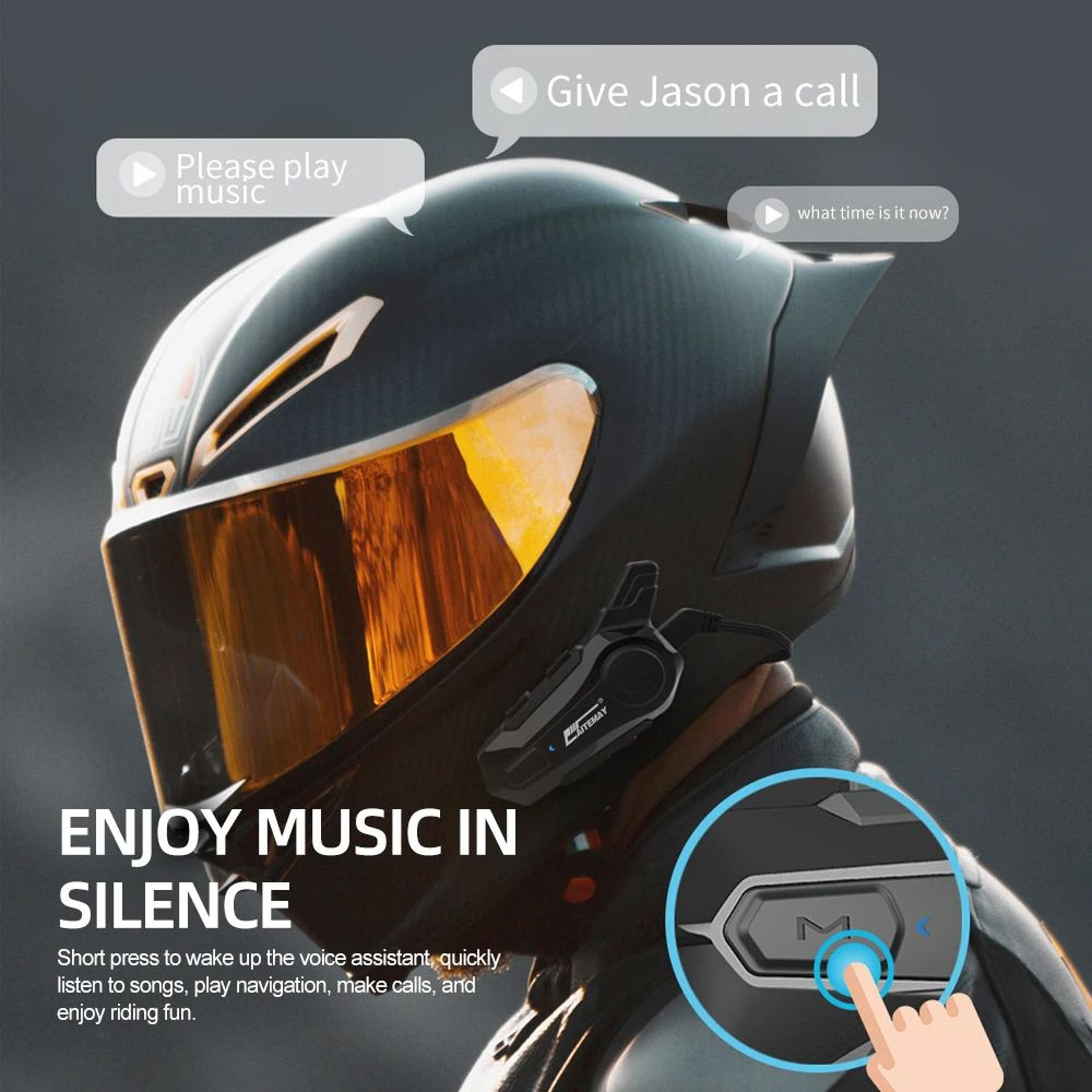 Bluetooth Motorcycle Intercom Headset Wireless Helmet Interphone Handsfree Communication With IPX6  3