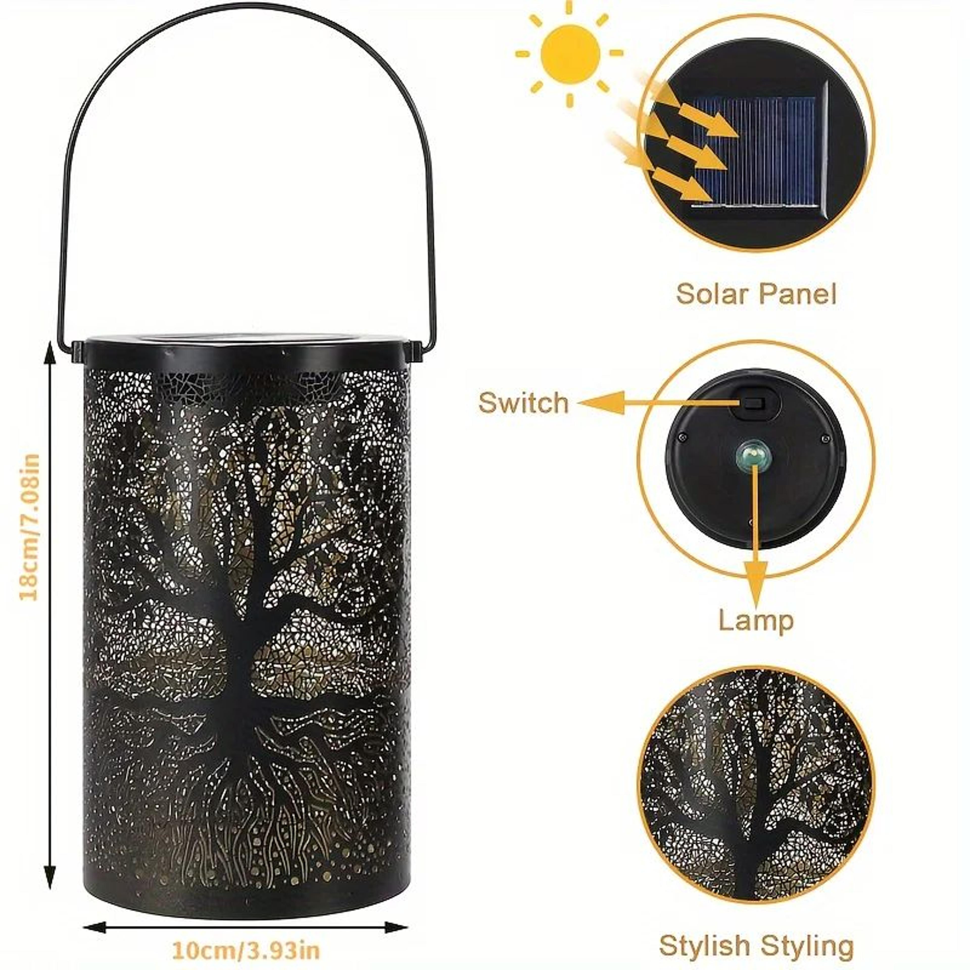 Outdoor Waterproof Hanging Solar Lantern Vintage Metal LED Big Tree Decorative Lights For Garden Ya 2