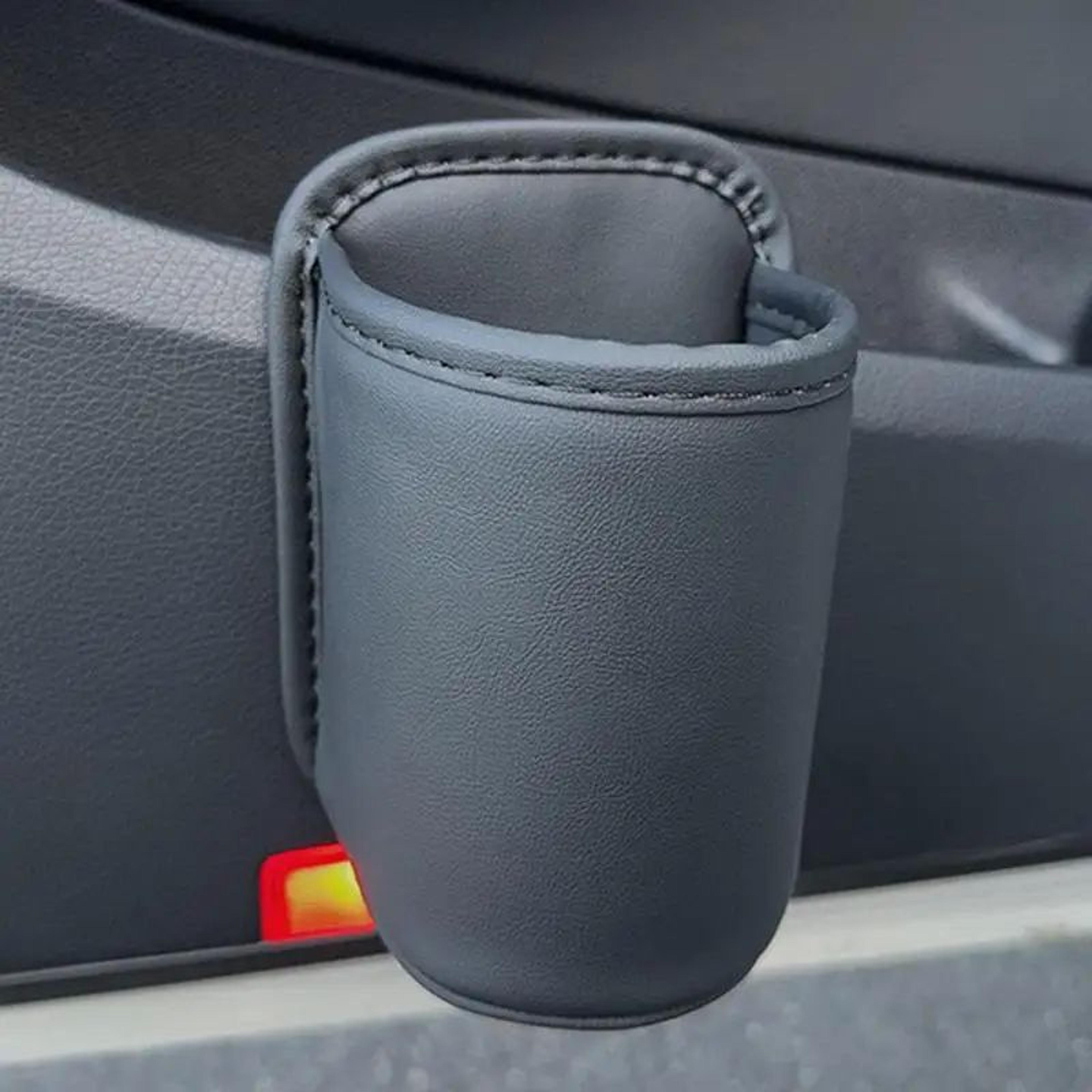 pu leather car door cup holder organizer, back seat automotive drink rack storage bin, interior accessory for beverage