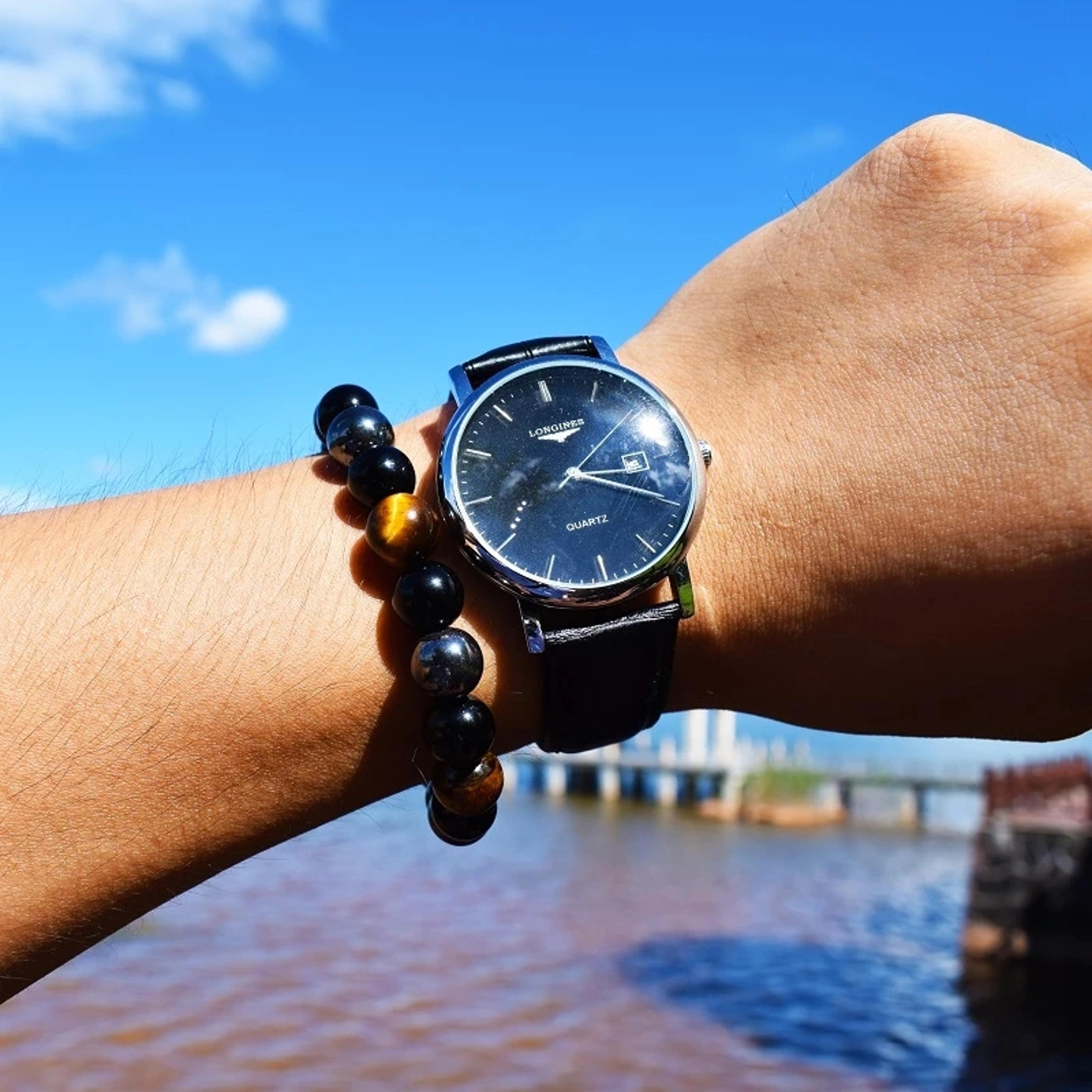 natural black obsidian hematite tiger eye bead bracelet, health & protection jewelry for men & women