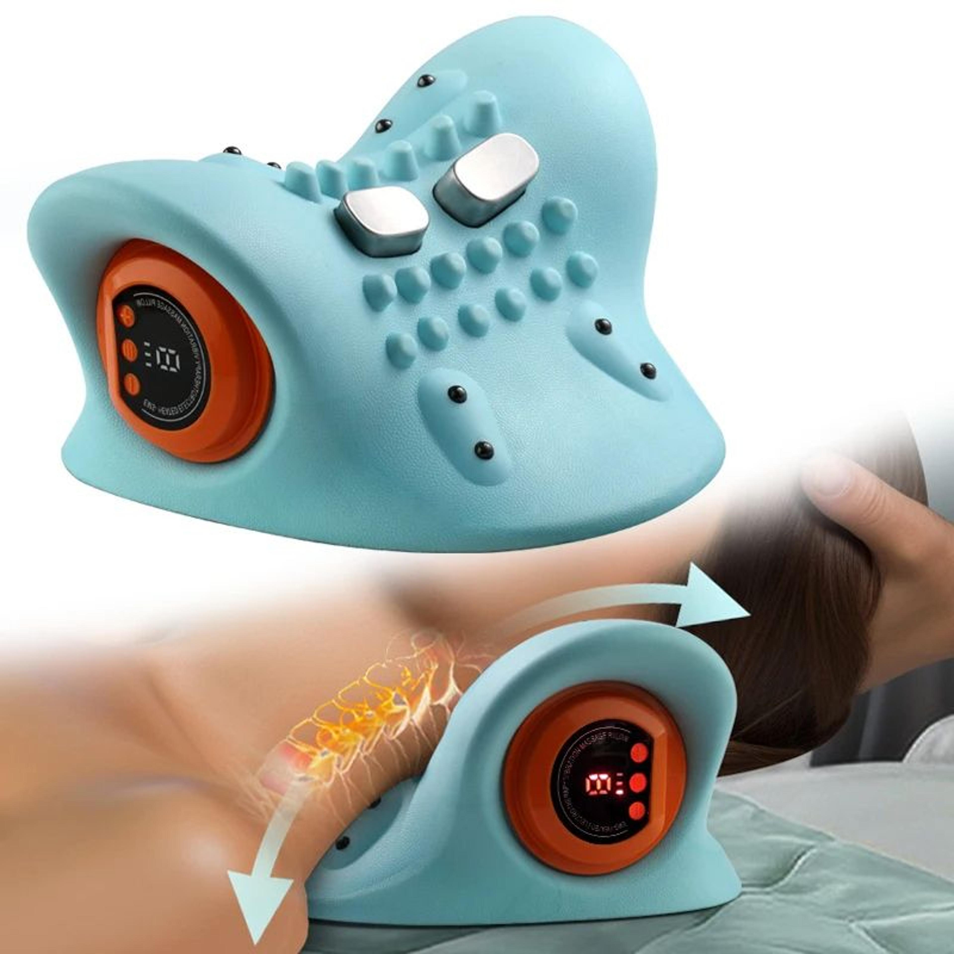 portable cervical massager pillow for neck and head, adult acupoint therapy with cervical traction and pain relief