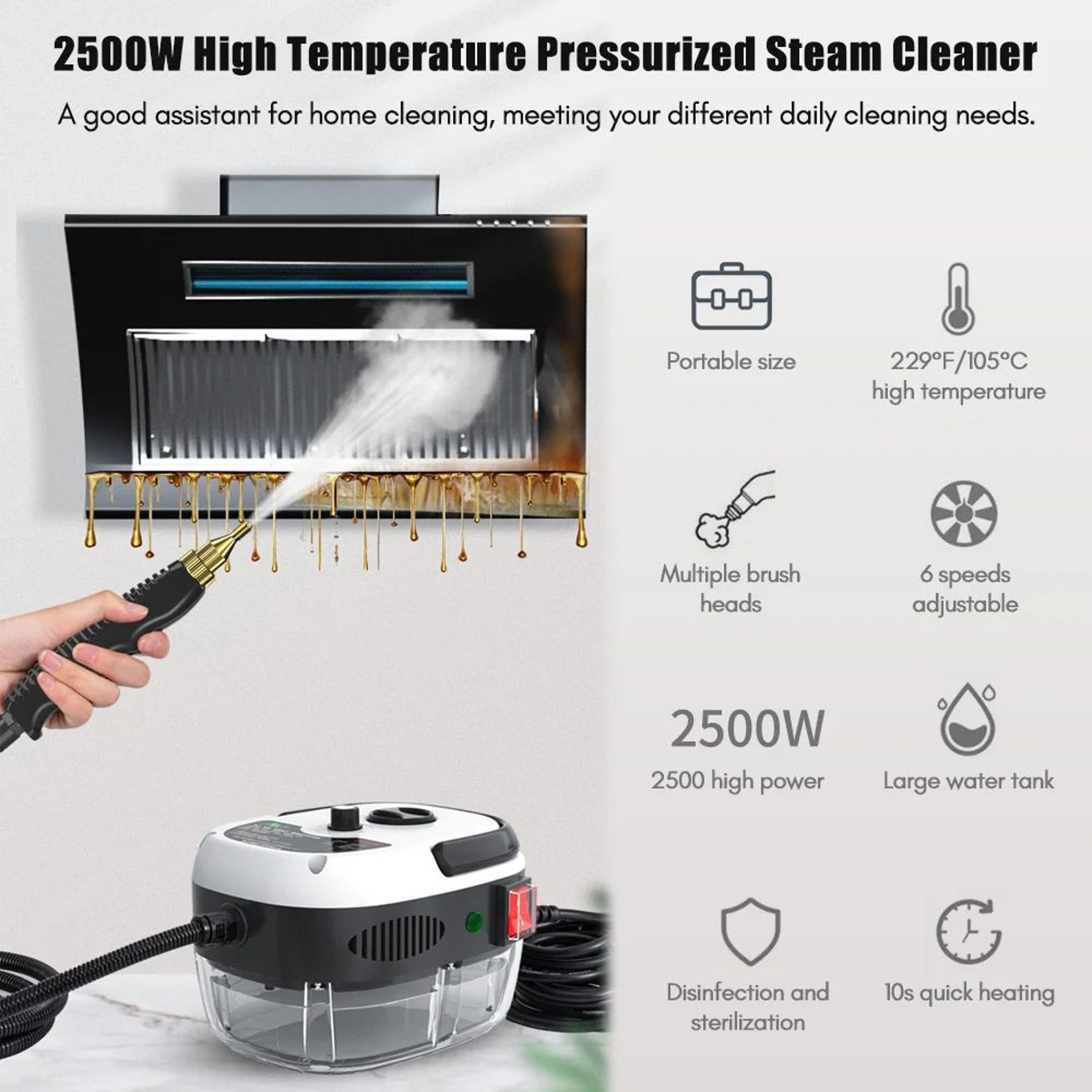 Portable Handheld Steam Cleaner High Temperature Pressurized Steam Cleaning Machine With Brush Head 2