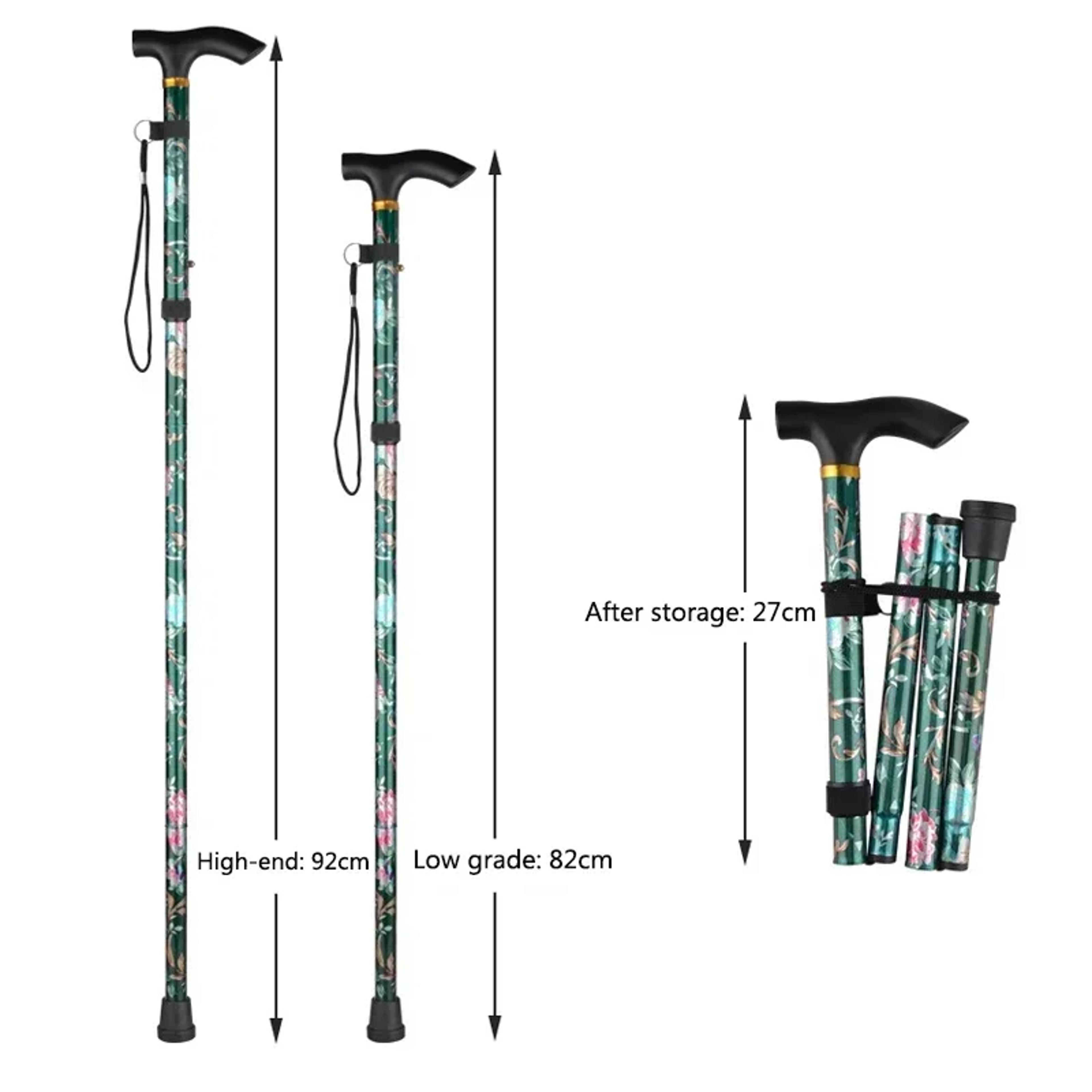 Retractable Cane Hiking Pole Folding Cane Hiking Camping Hiking Pole Printing Cane Lightweight Crut 1