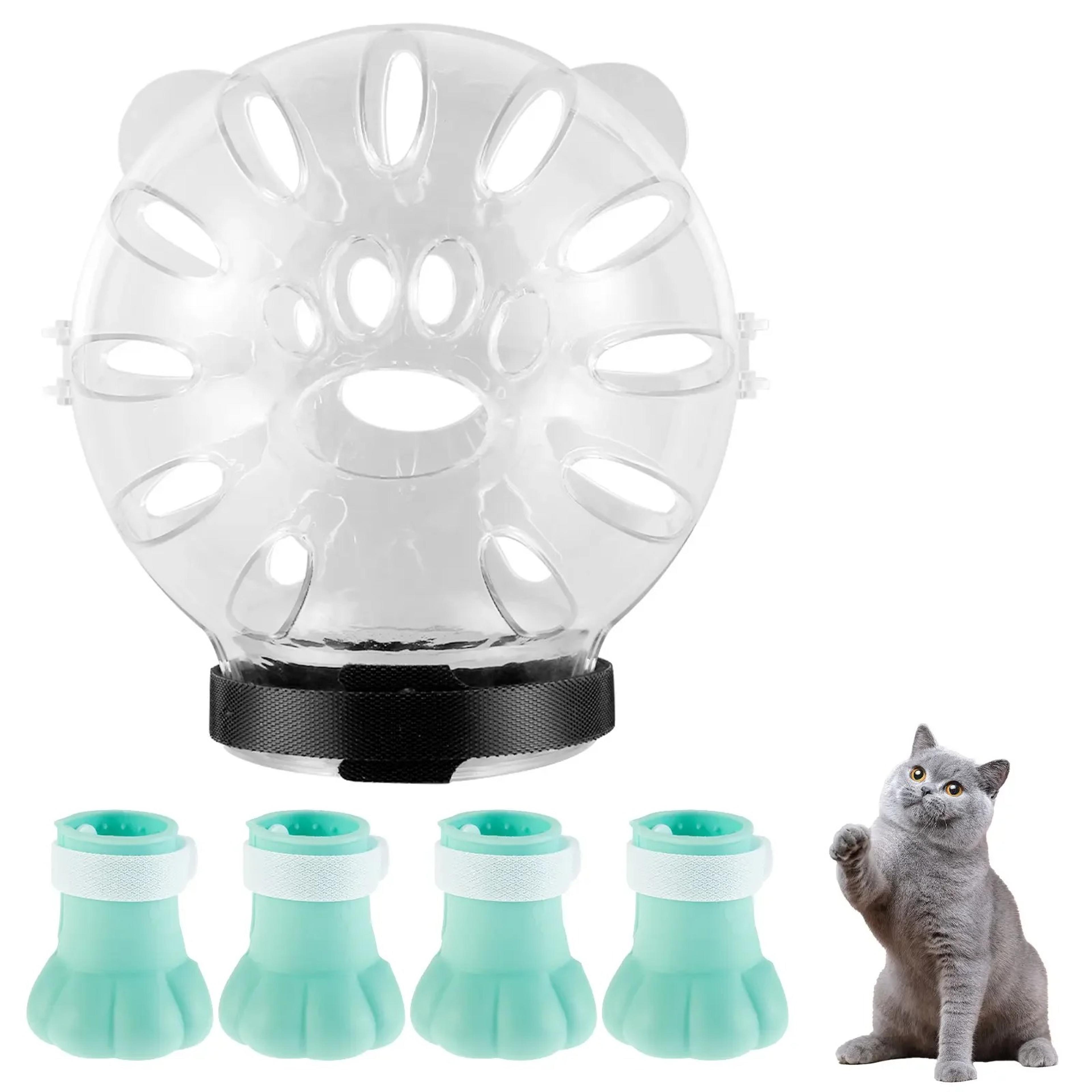 Breathable Cat Muzzle  4Piece Paw Cover Set  Safe Prevent Biting 5