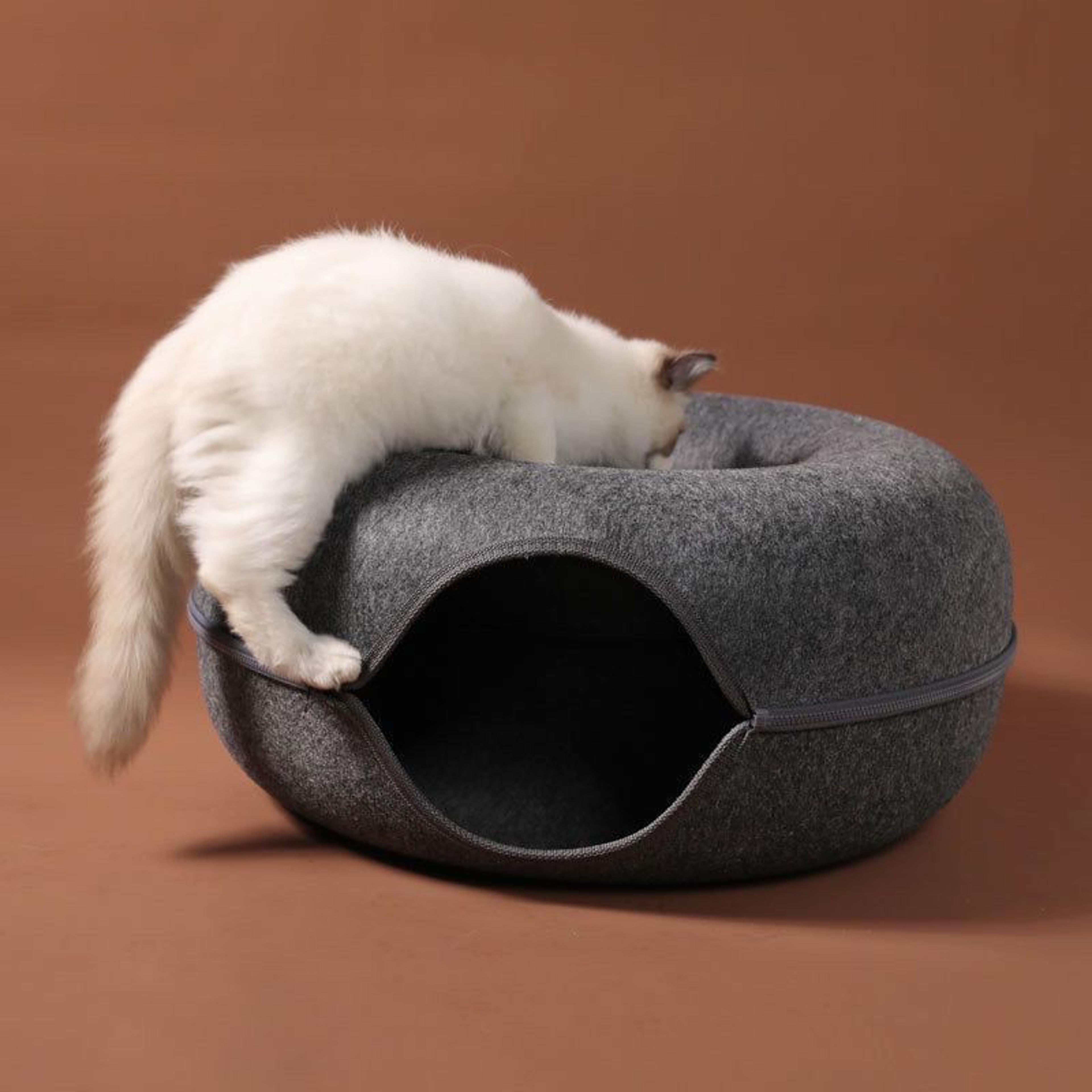 Donut Cat Bed Interactive Tunnel Felt Pet Toy For Kittens And Cats 3