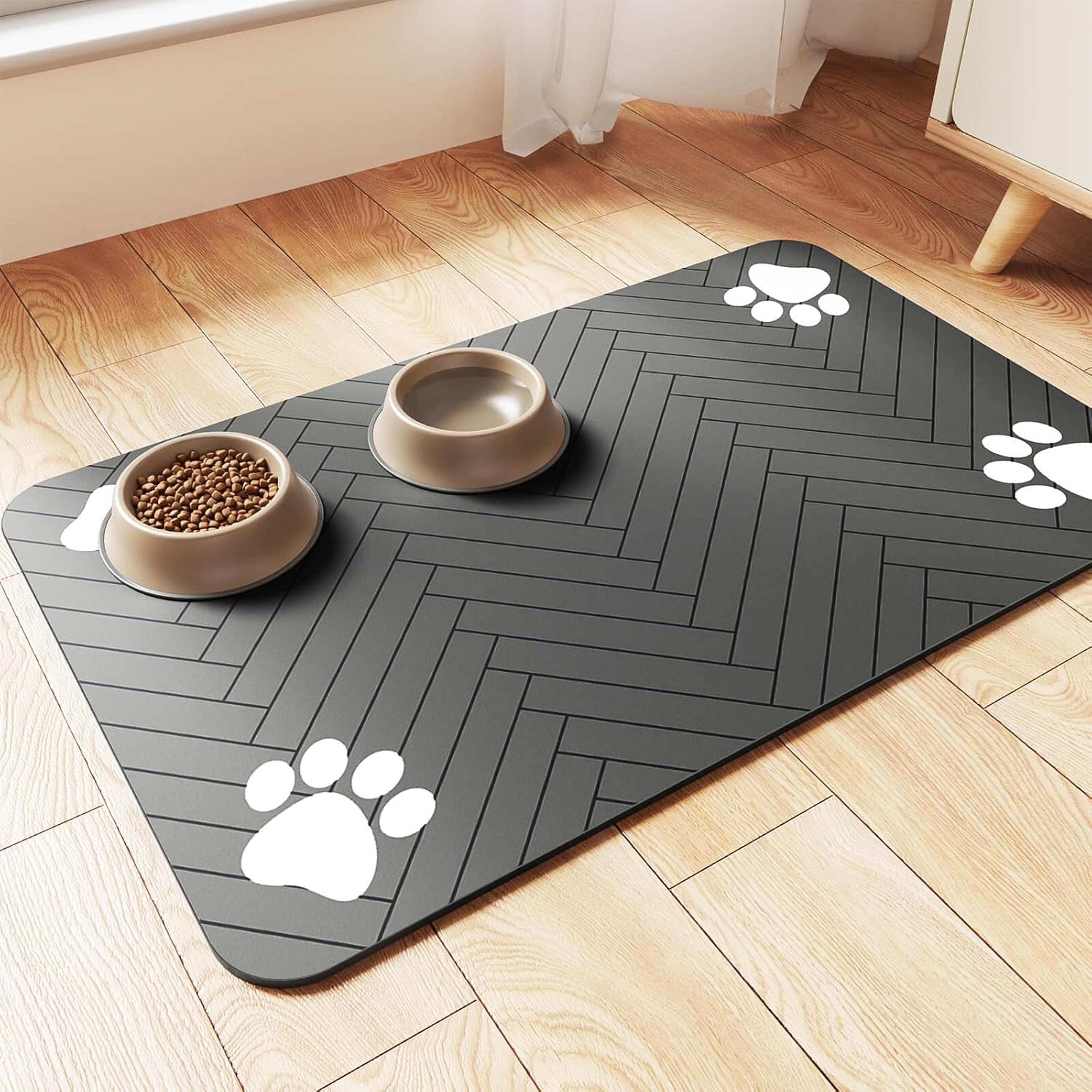 absorbent pet feeding mat with waterproof rubber, quick-dry, dog, cat food bowl mat, non-slip placemat for free meal