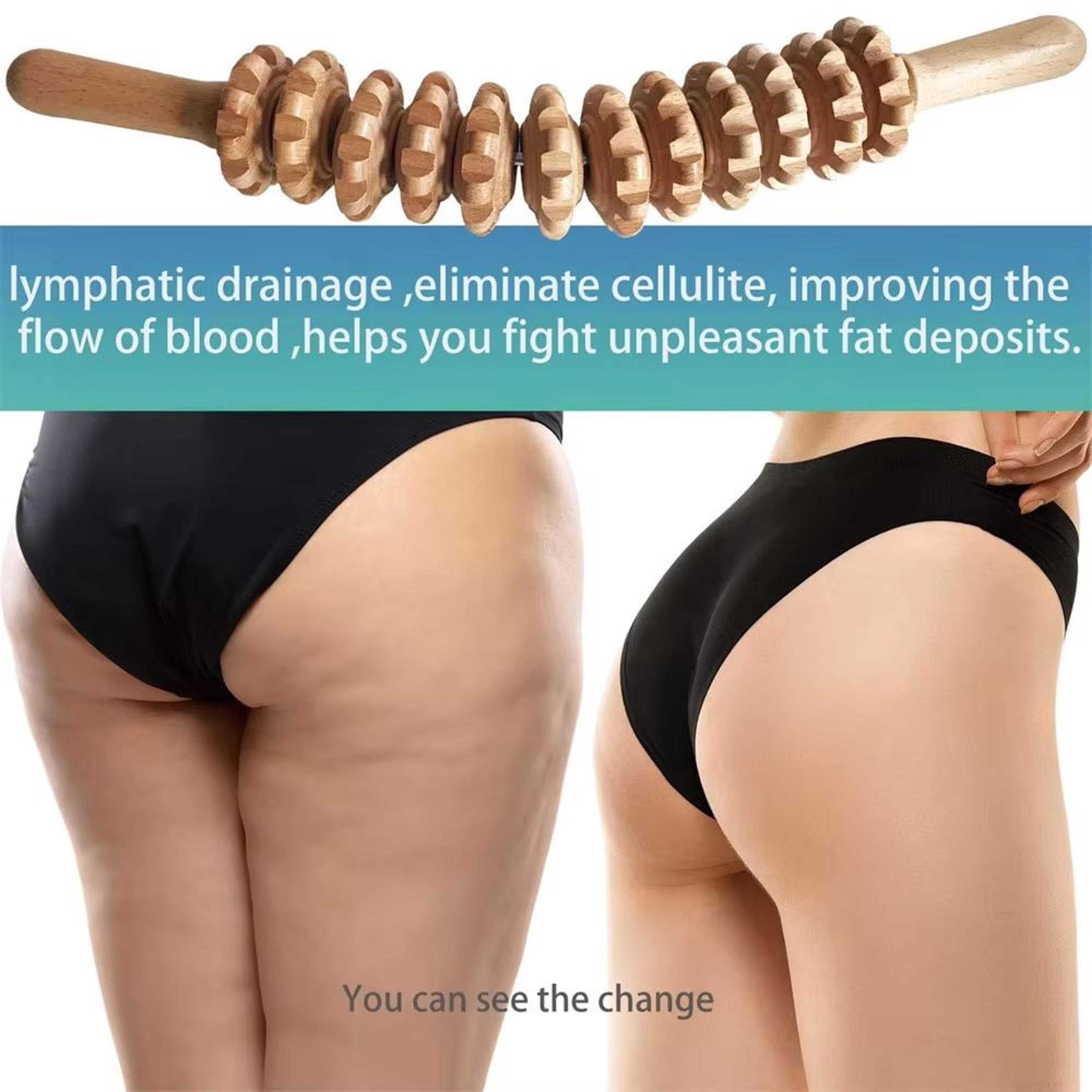 MultiFunctional Wooden Massage Roller Natural Curved Body Roller For Thigh  Waist Cellulite Reducti