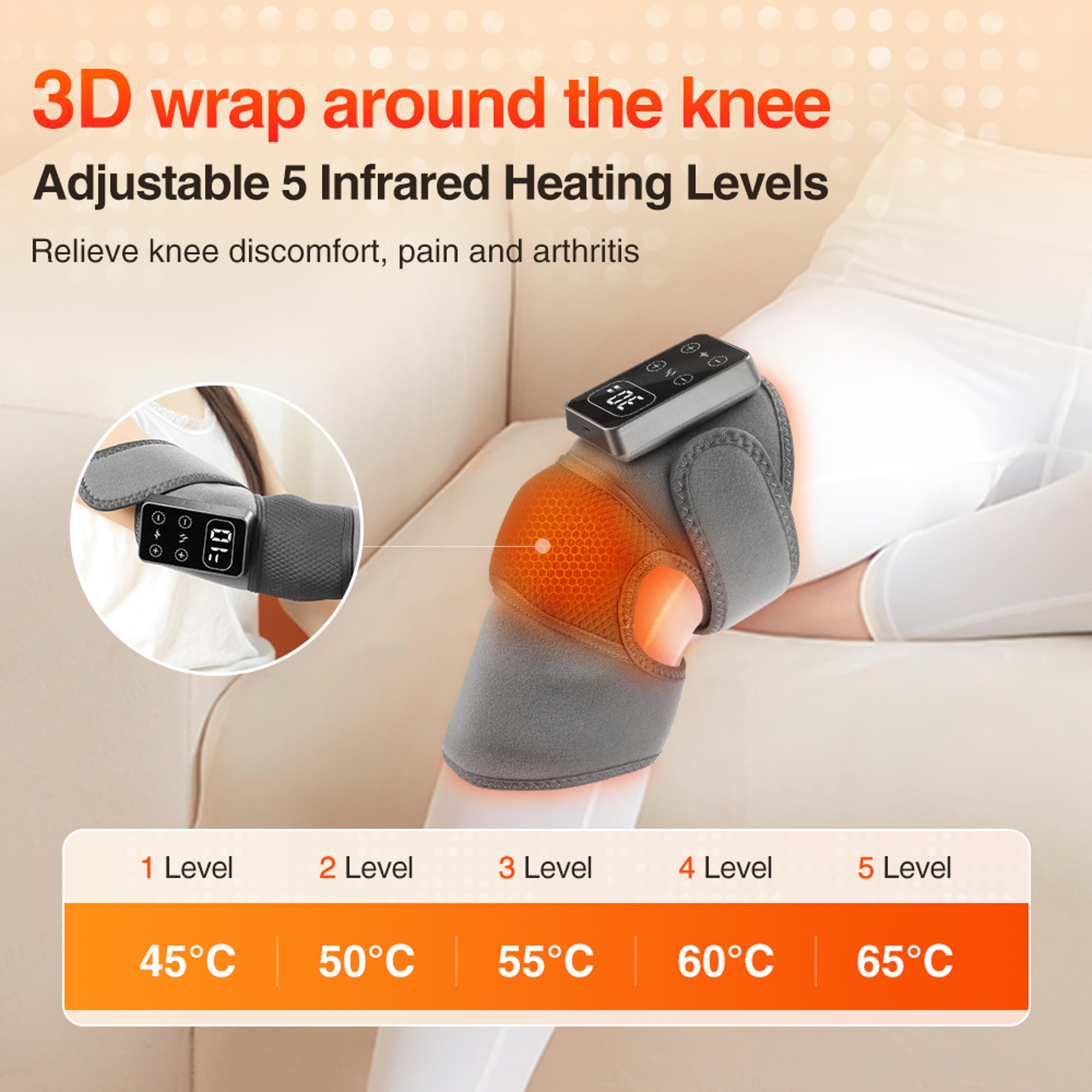 Rechargeable Knee Protector Wrap Vibration Massage Brace Electric Heating Pad 5 Gear Knee Massager  1