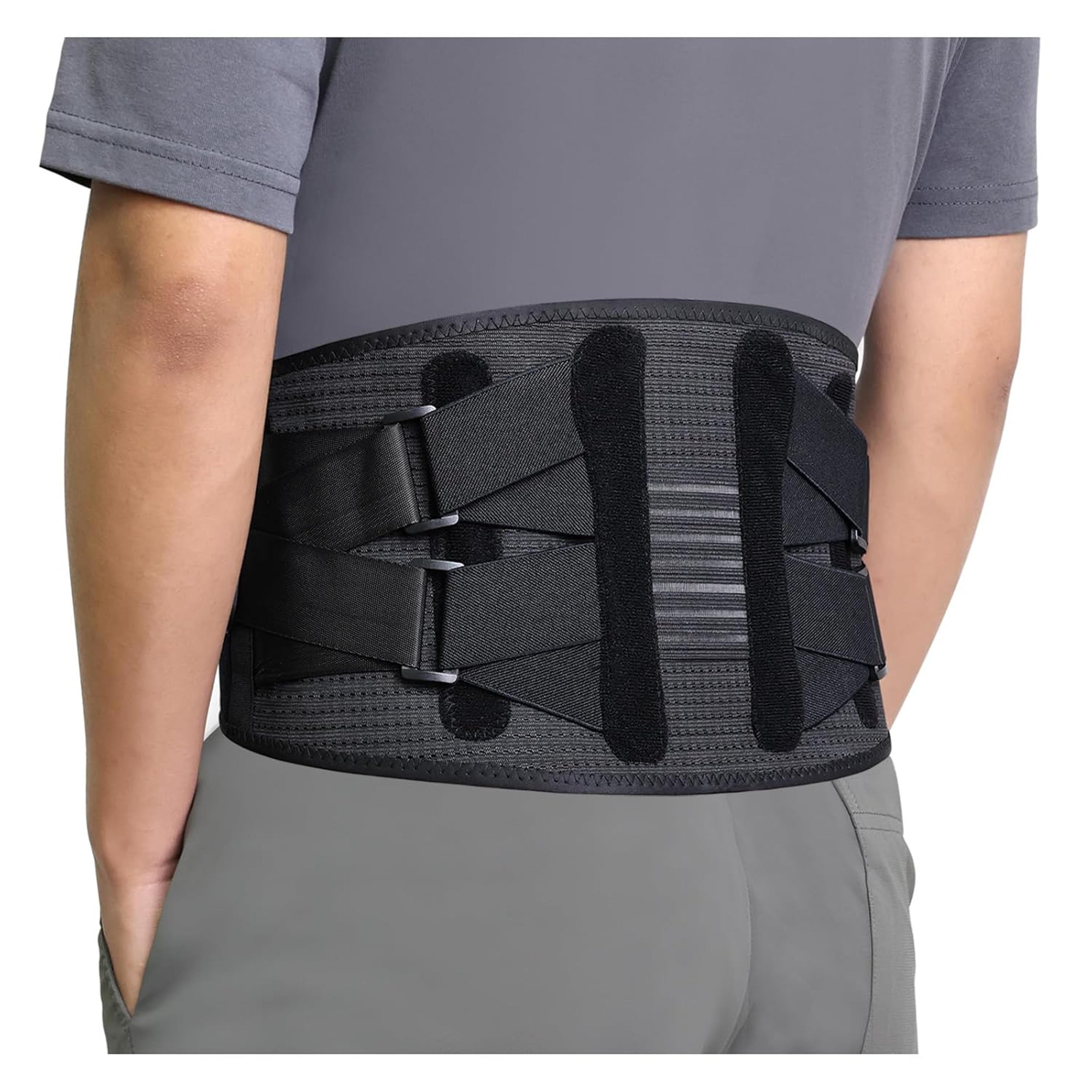 Breathable Back Brace For Lower Back Pain 4 Metal Supports Four Elastic Bands Strong Support 6