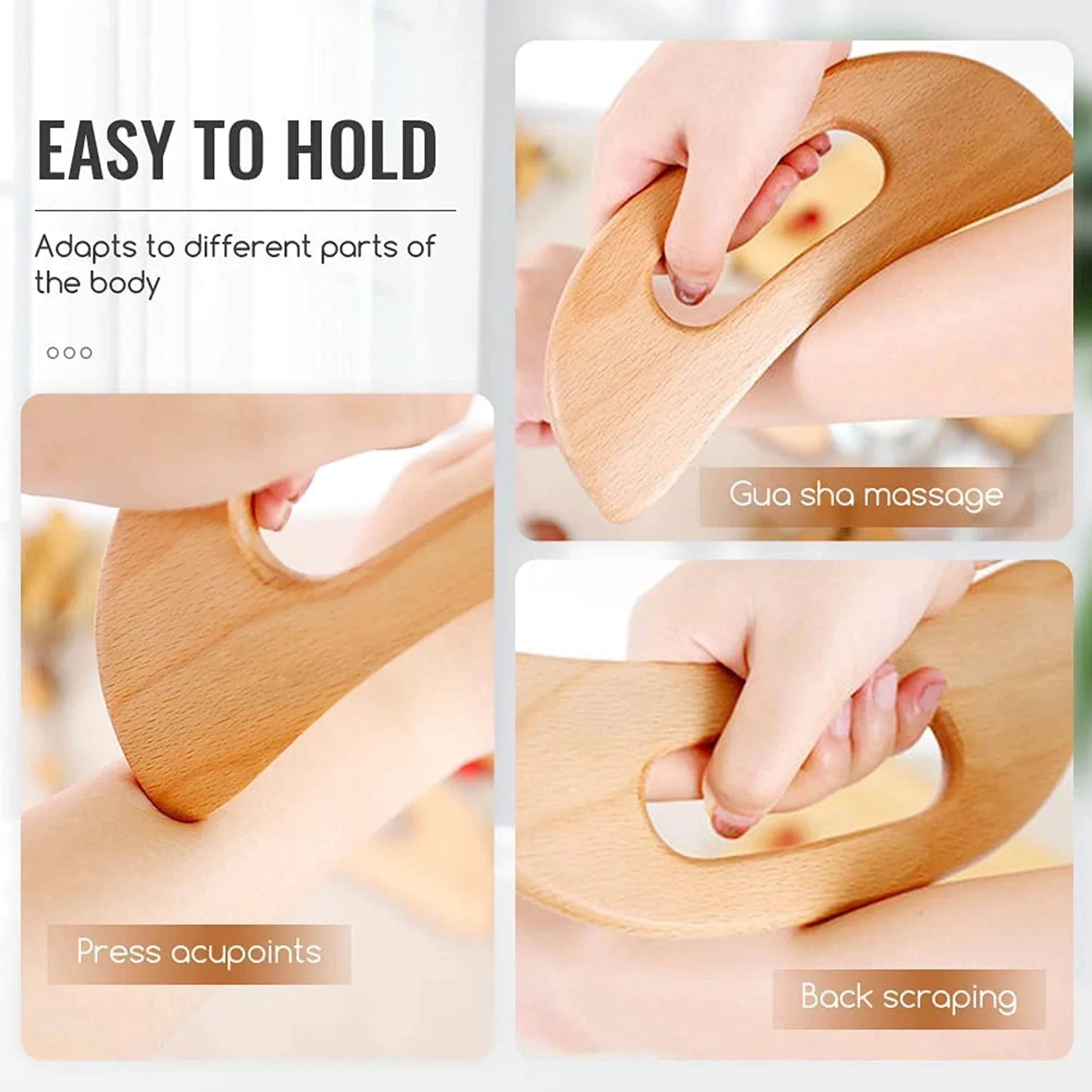 Guasha Tool Wooden Cellulite Massager Body  Back Scraper Lymphatic Drainage Massage Tool To Relieve 2
