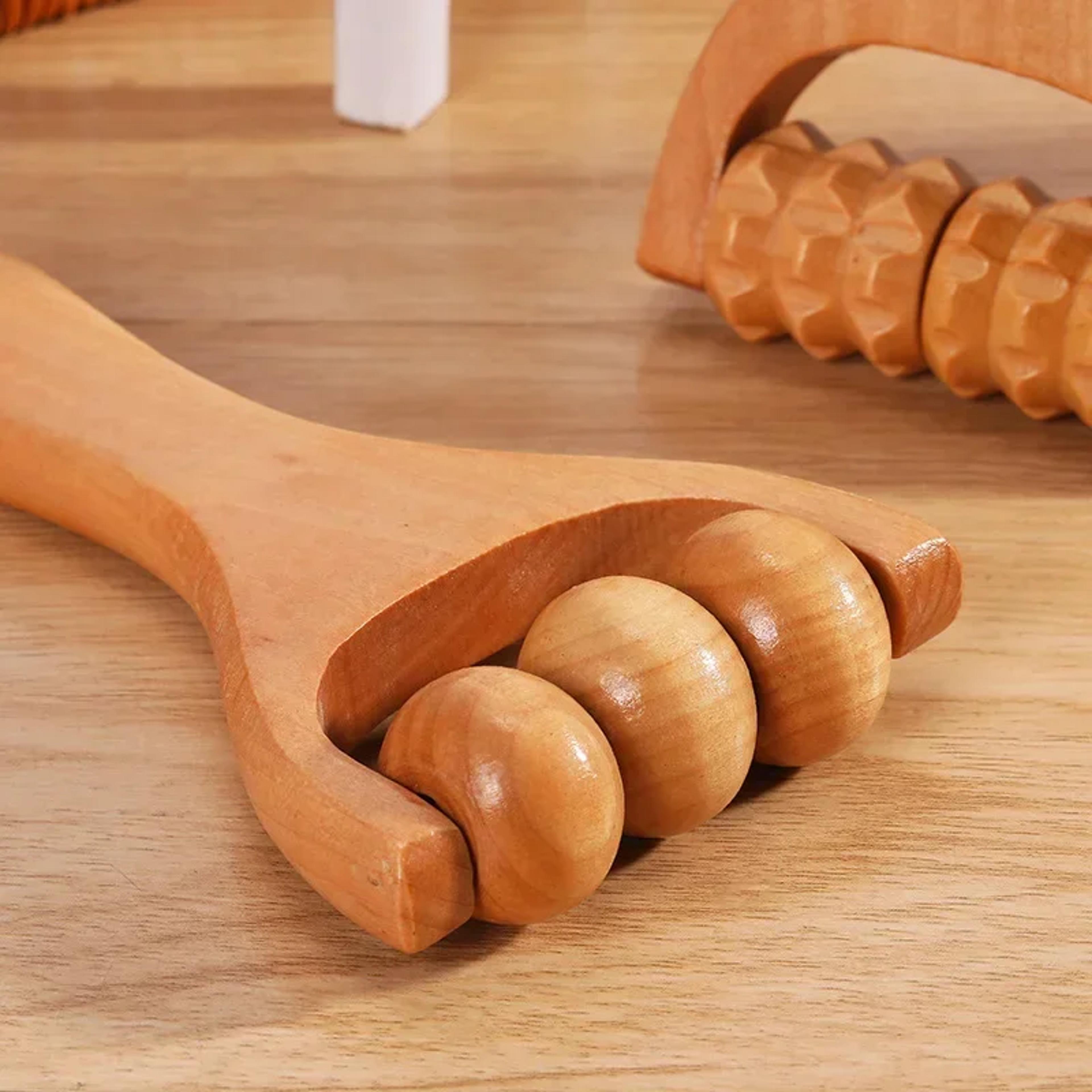 acupoint foot massager wooden roller tool for neck shoulder leg and hand relief