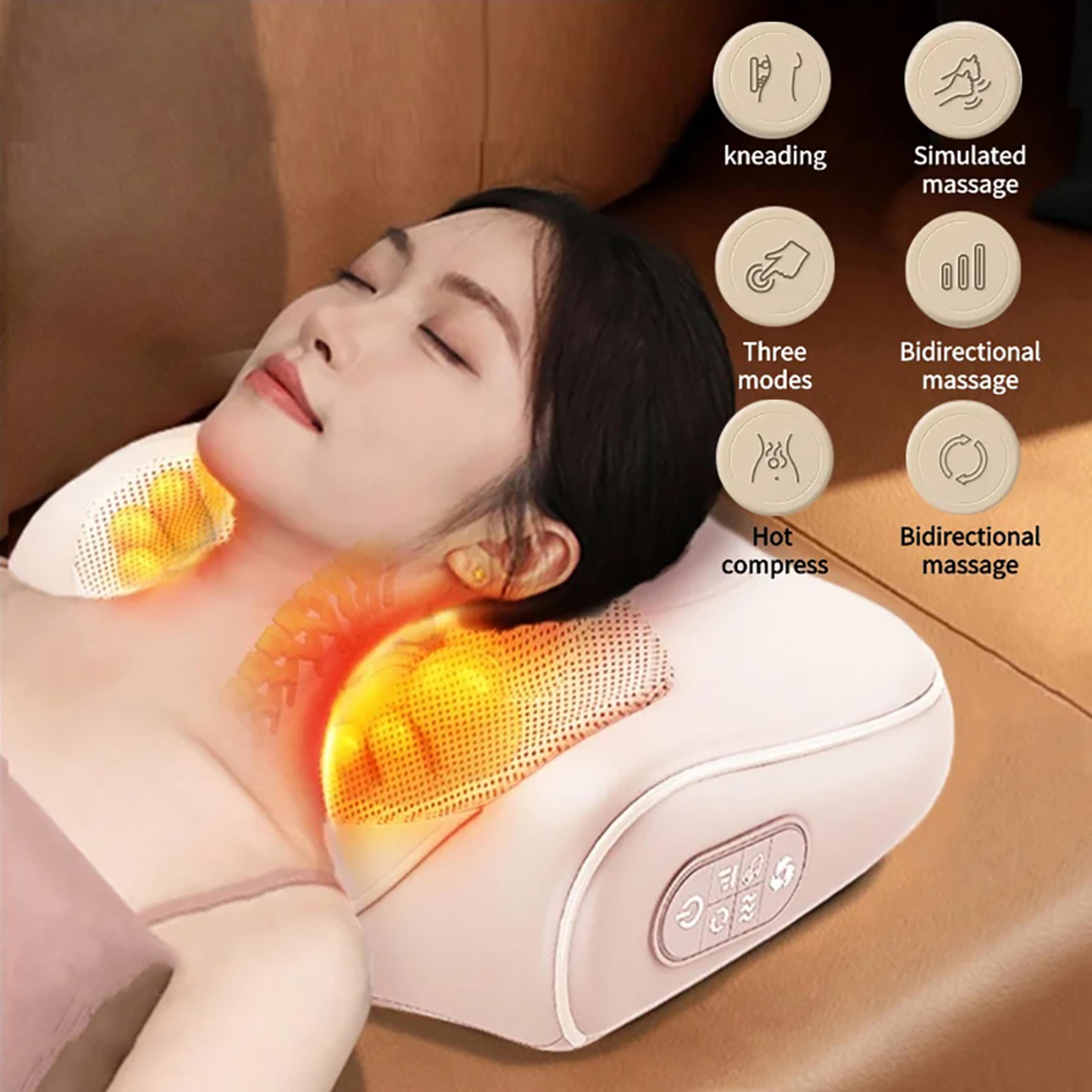 hot compress neck massage pillow, back waist shoulder, multi-function, finger massage, relax massage pillow