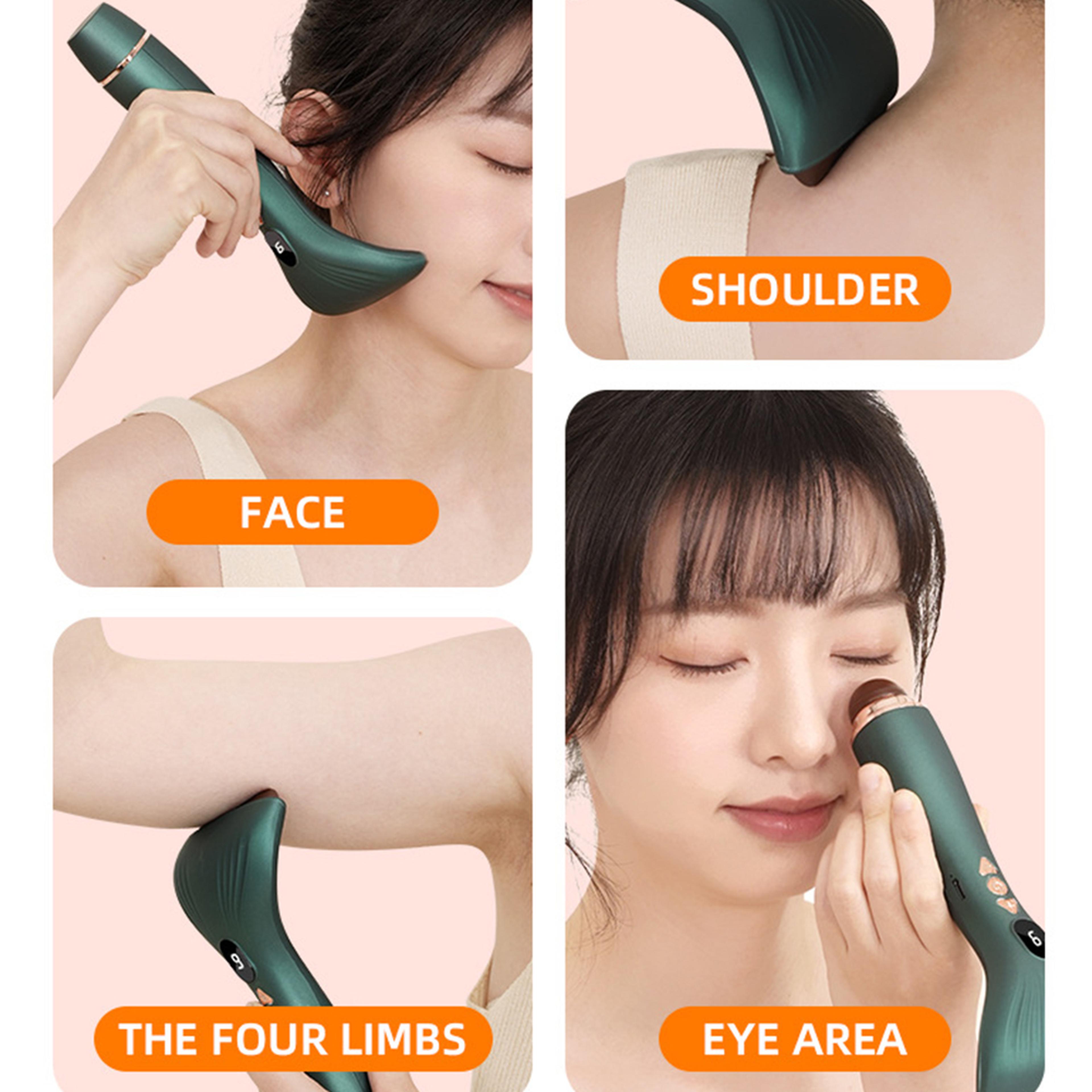 Heated Vibrating Massage Gua Sha Stone Electric Facial Tool Bianstone Face Chin Neck Sculpting Anti 2