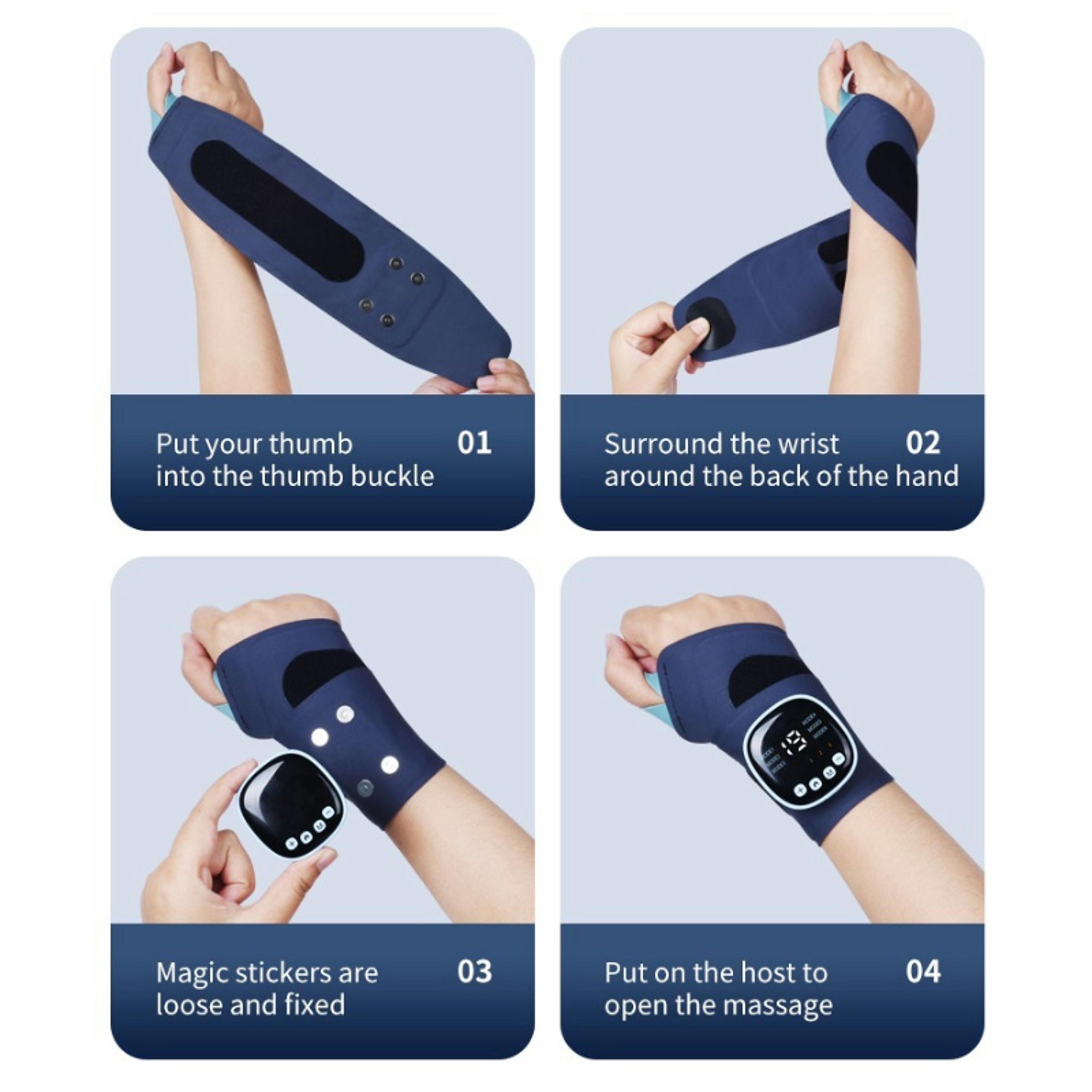 USB Rechargeable Wrist Brace Wrap Cordless Wrist Massager With Heat Warm Pad For Carpal Tunnel Pain 5