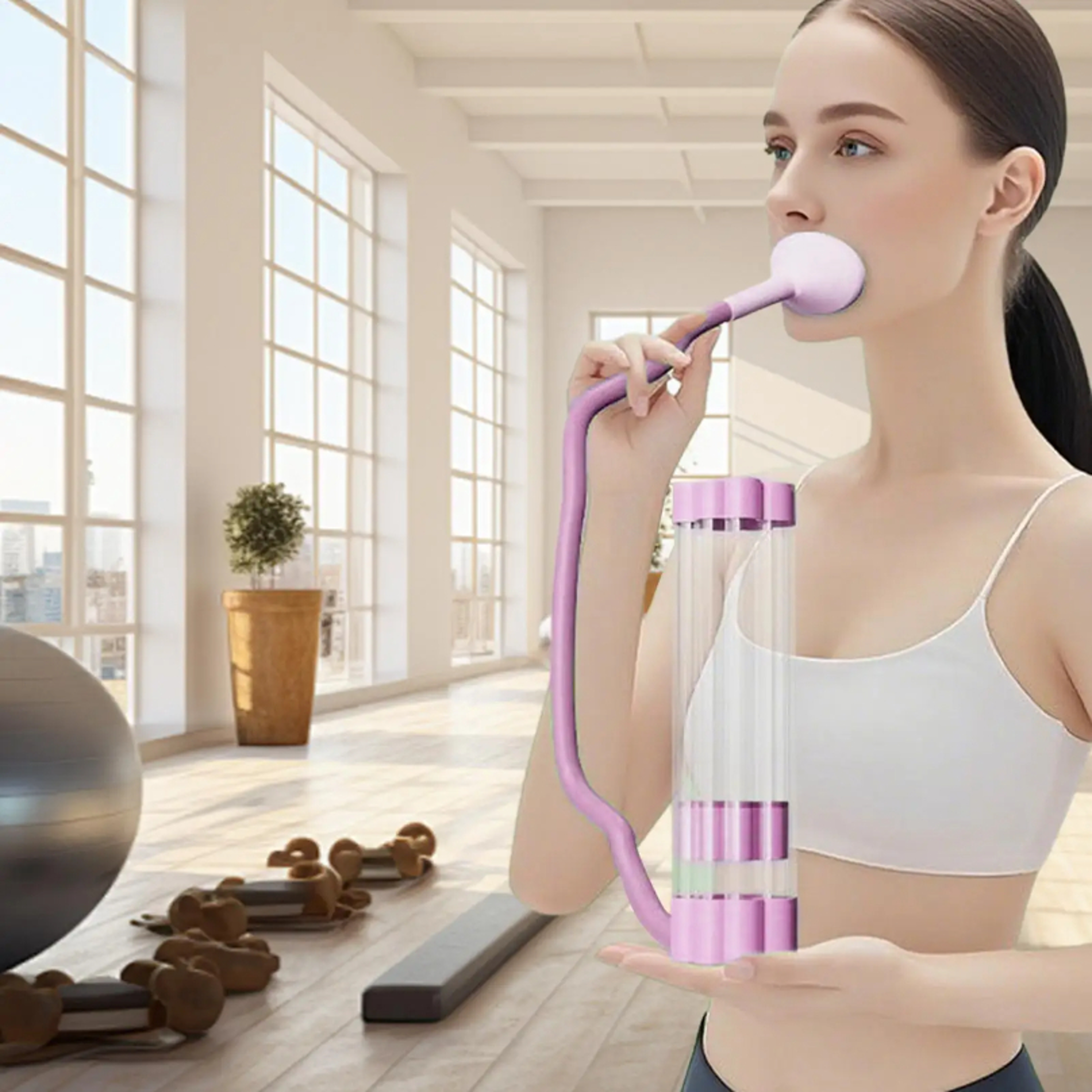 Compact Breathing Trainer Lung Capacity Workout Device Portable Muscle Exerciser For Adults Women M 2