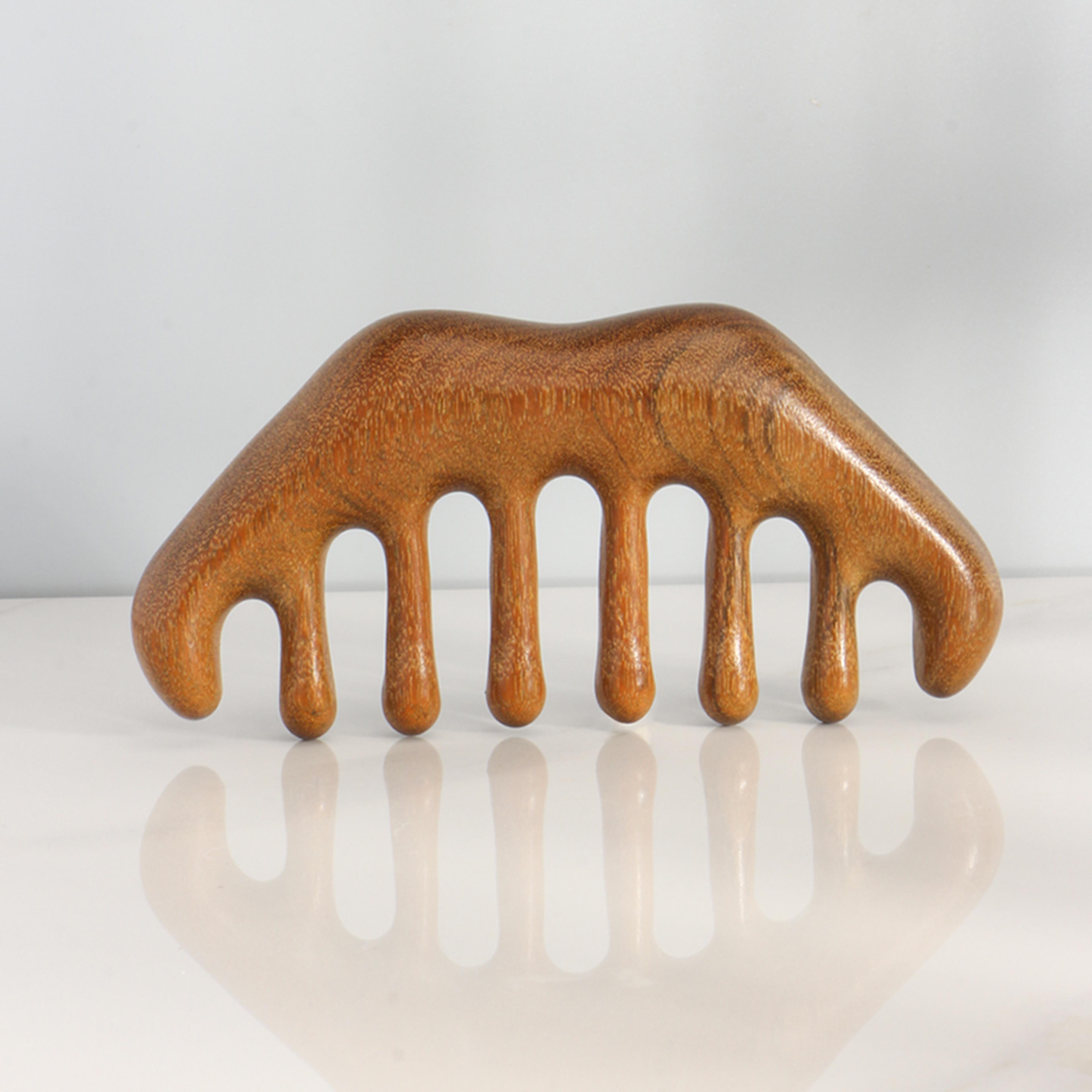 sandalwood acupuncture point massager, wooden handle meridian massager, eye nose facial massage comb