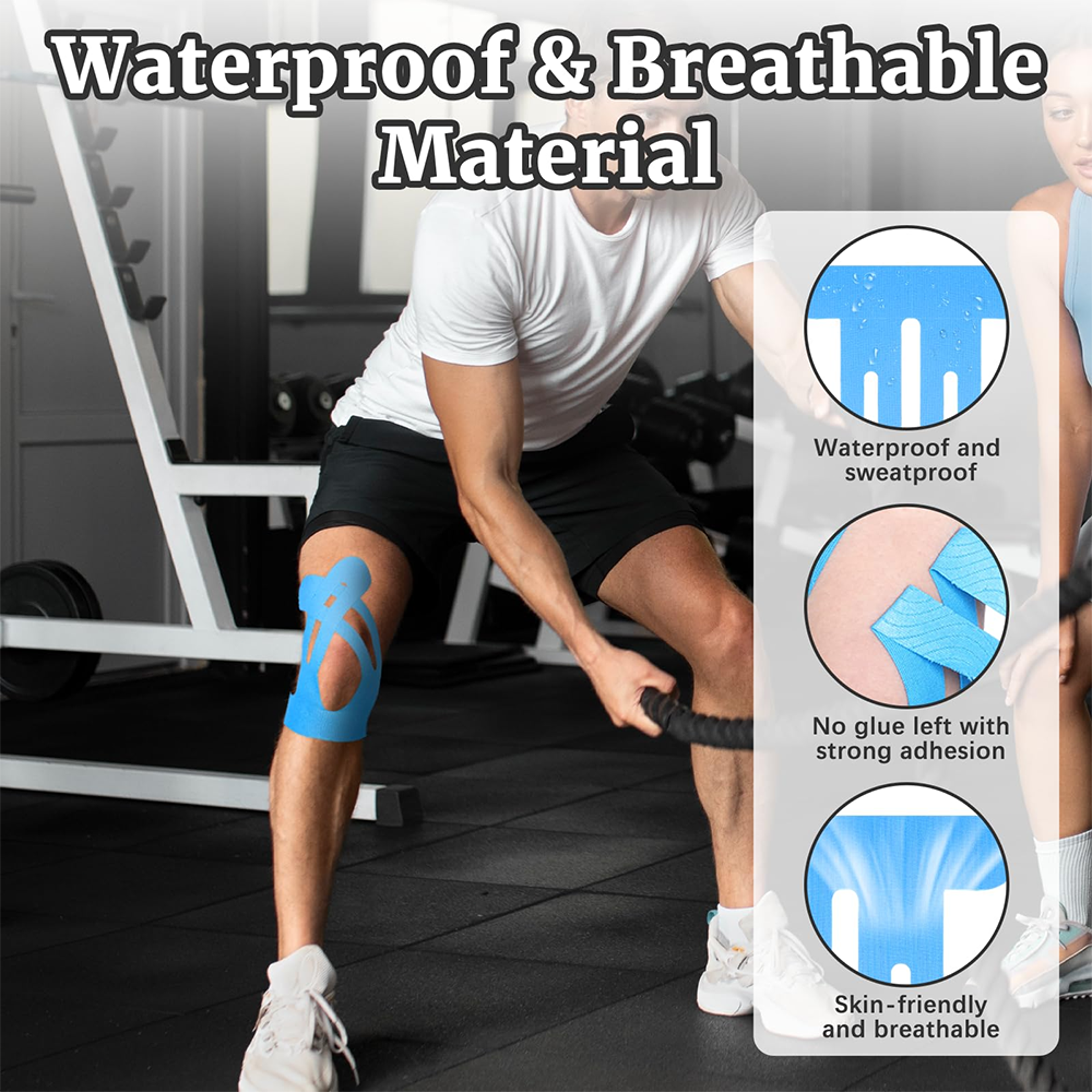 Breathable Knee Tape Waterproof  Elastic Kinesiology Tape For Stability 2