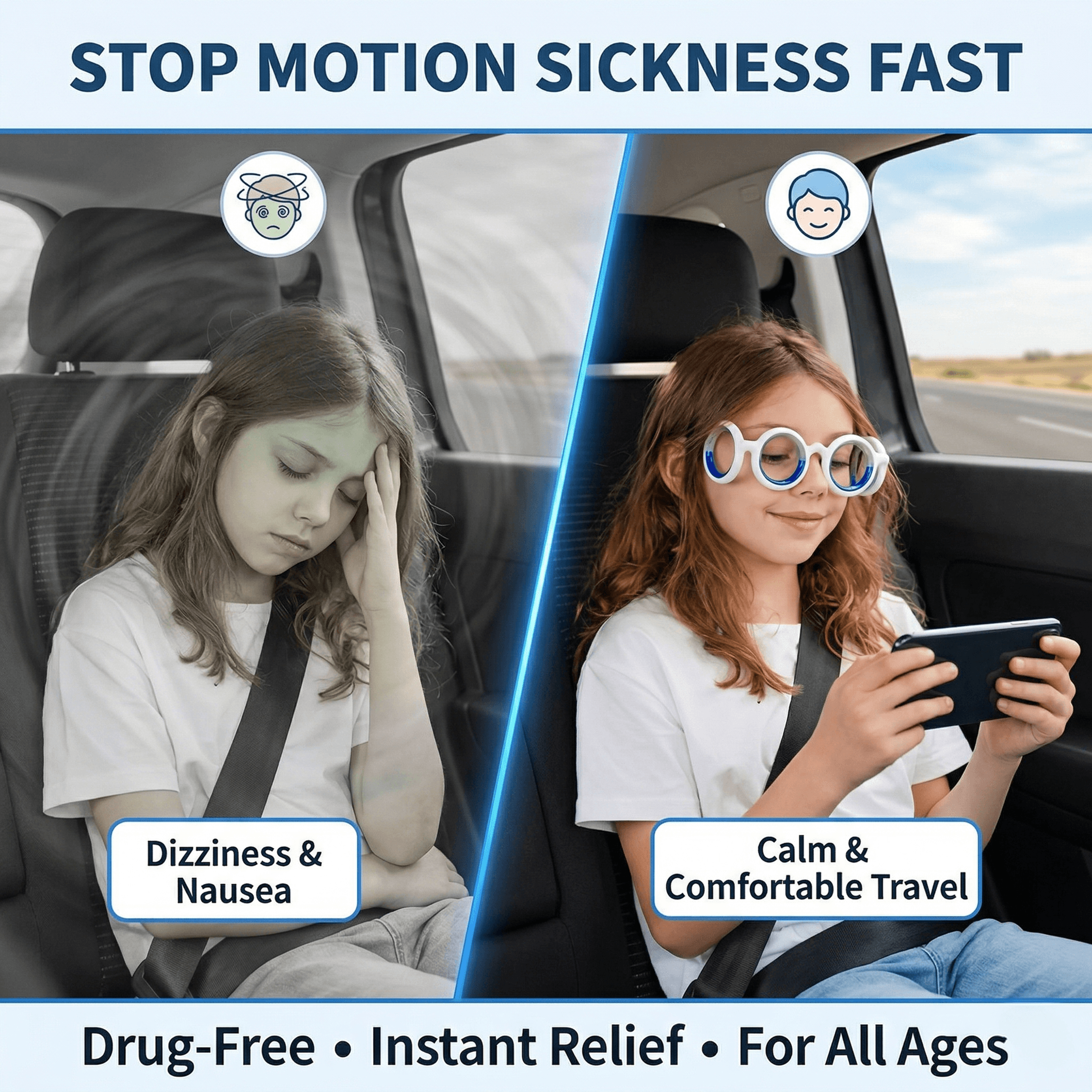 Portable AntiSickness Glasses For Children Adult AntiMotion Sickness Liquid Glasses Lensless Drivin 1
