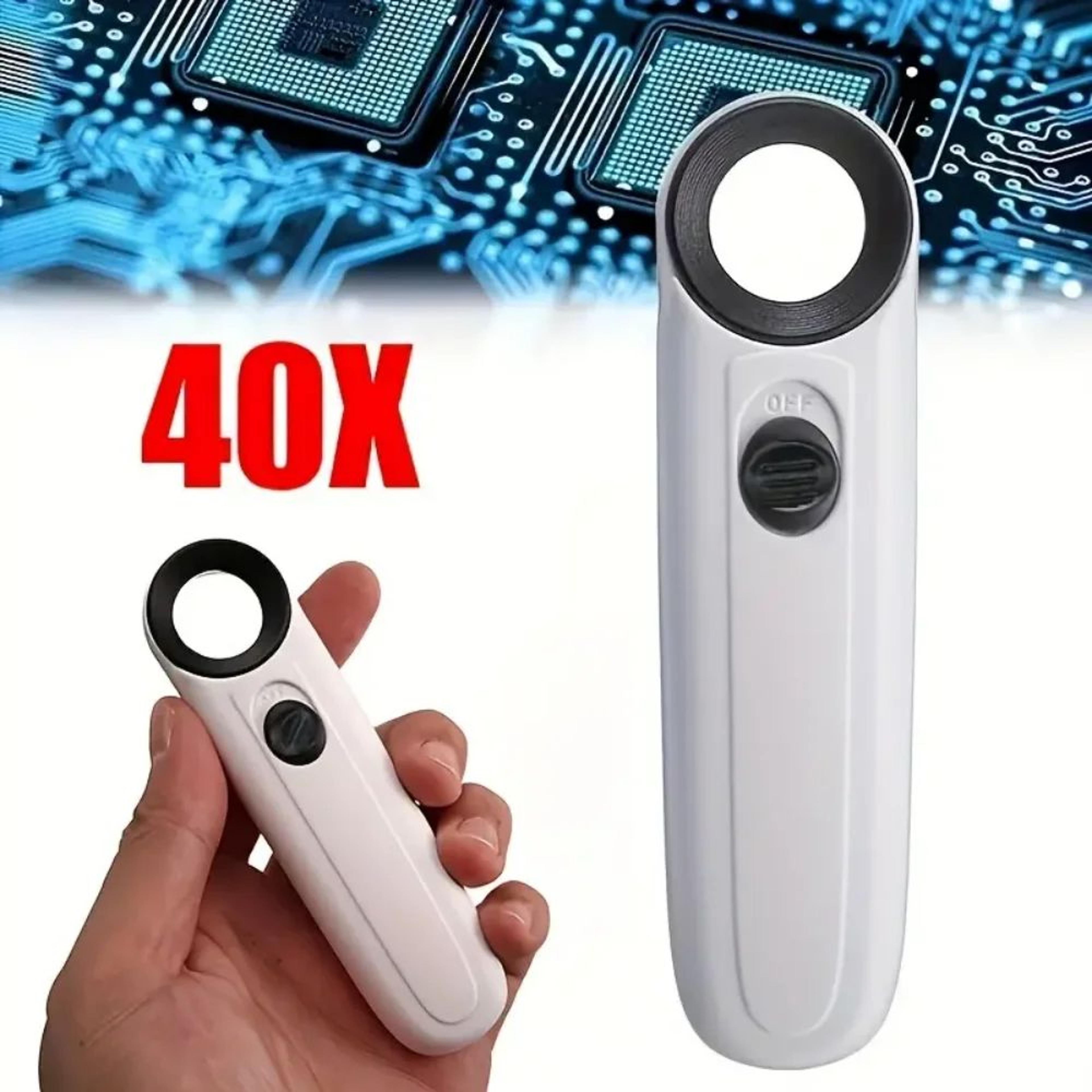 handheld magnifier with dual led lights, hd glass lens for jewelry, diamond, jade, and mirror inspection