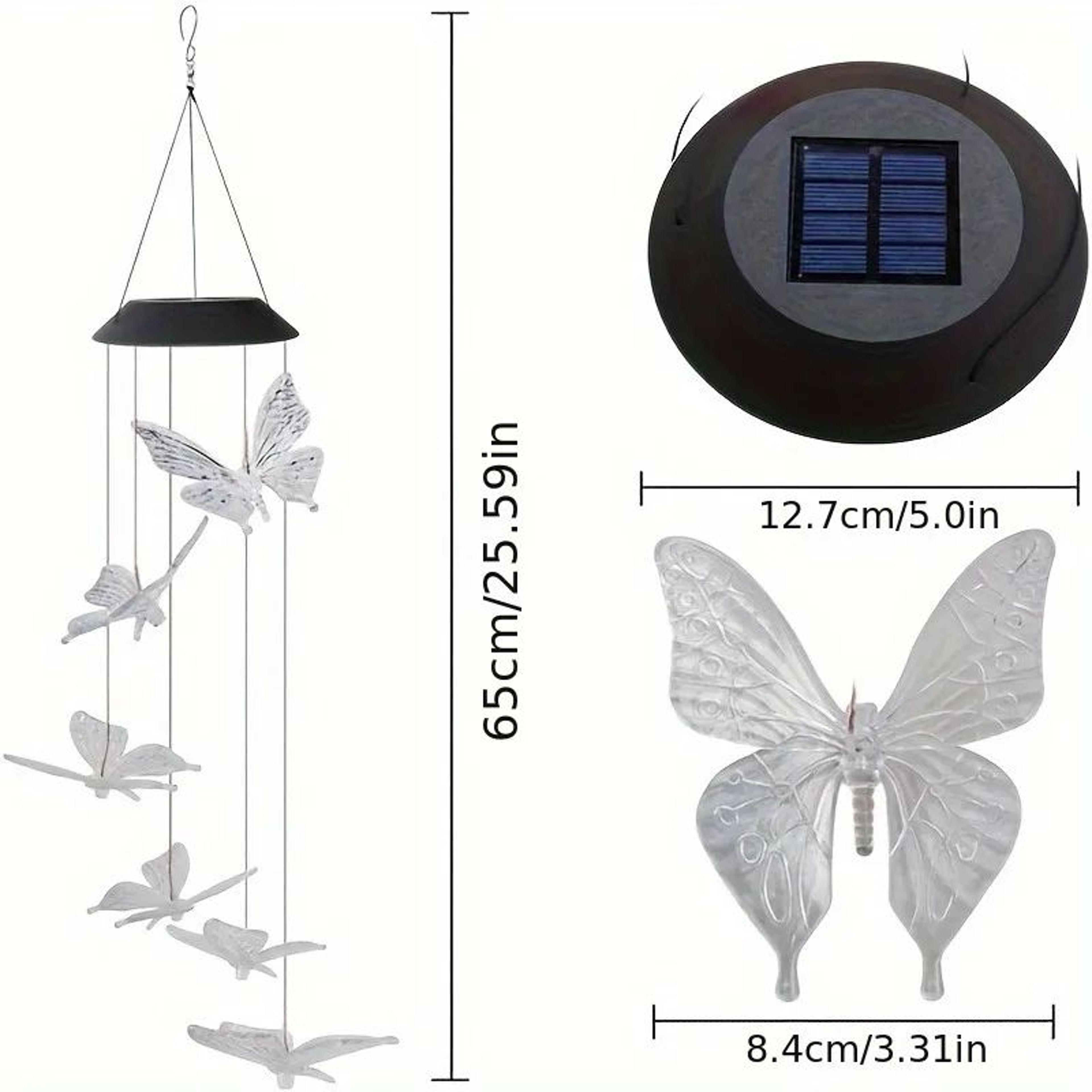 Solar Wind Chimes Outdoor Waterproof LED Color Changing Butterfly Dragonfly Hummingbird Lights Perf 5