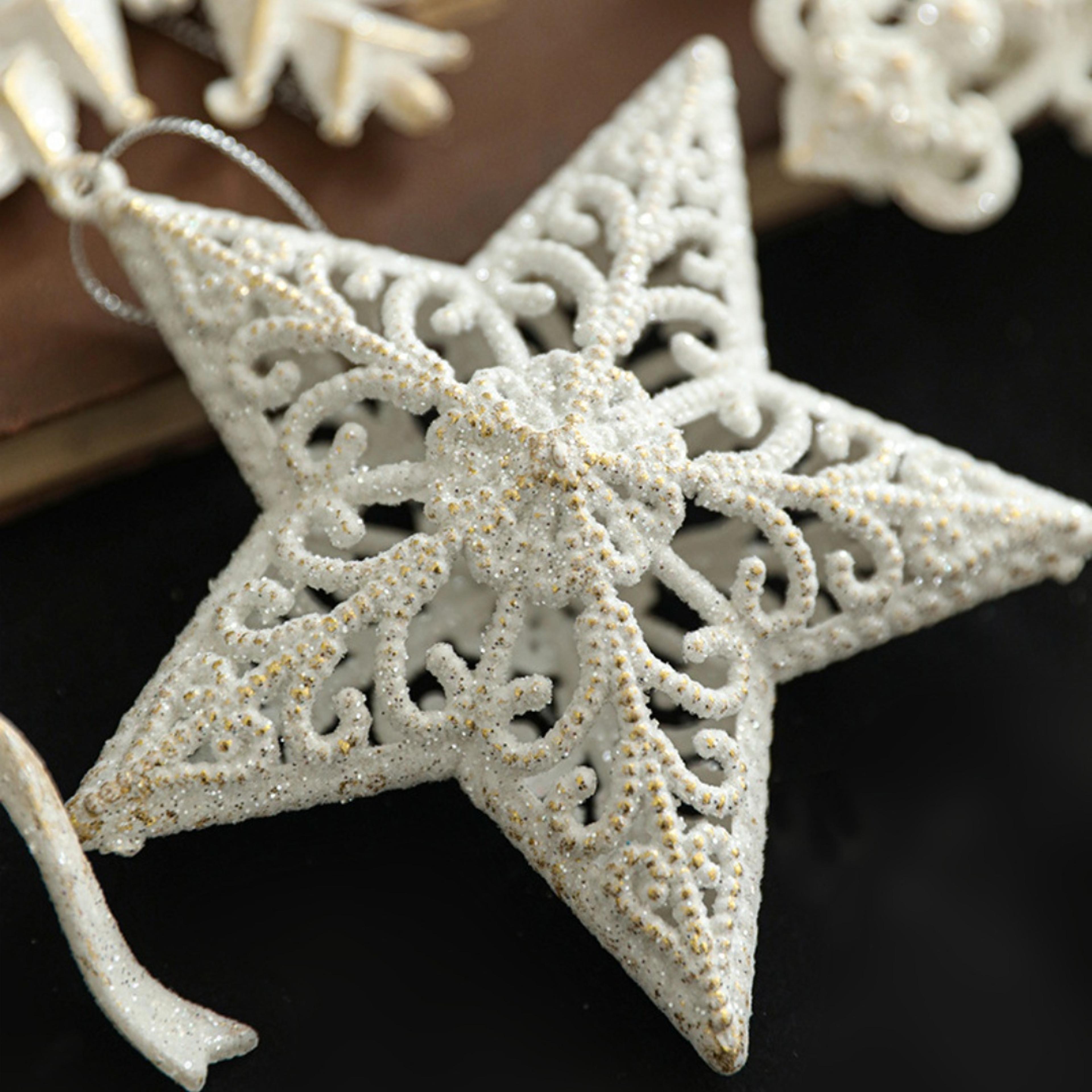 Christmas Tree Hanging Ornaments Snowflake Angel Deer White Pendants Navidad New Year Party Home Xm