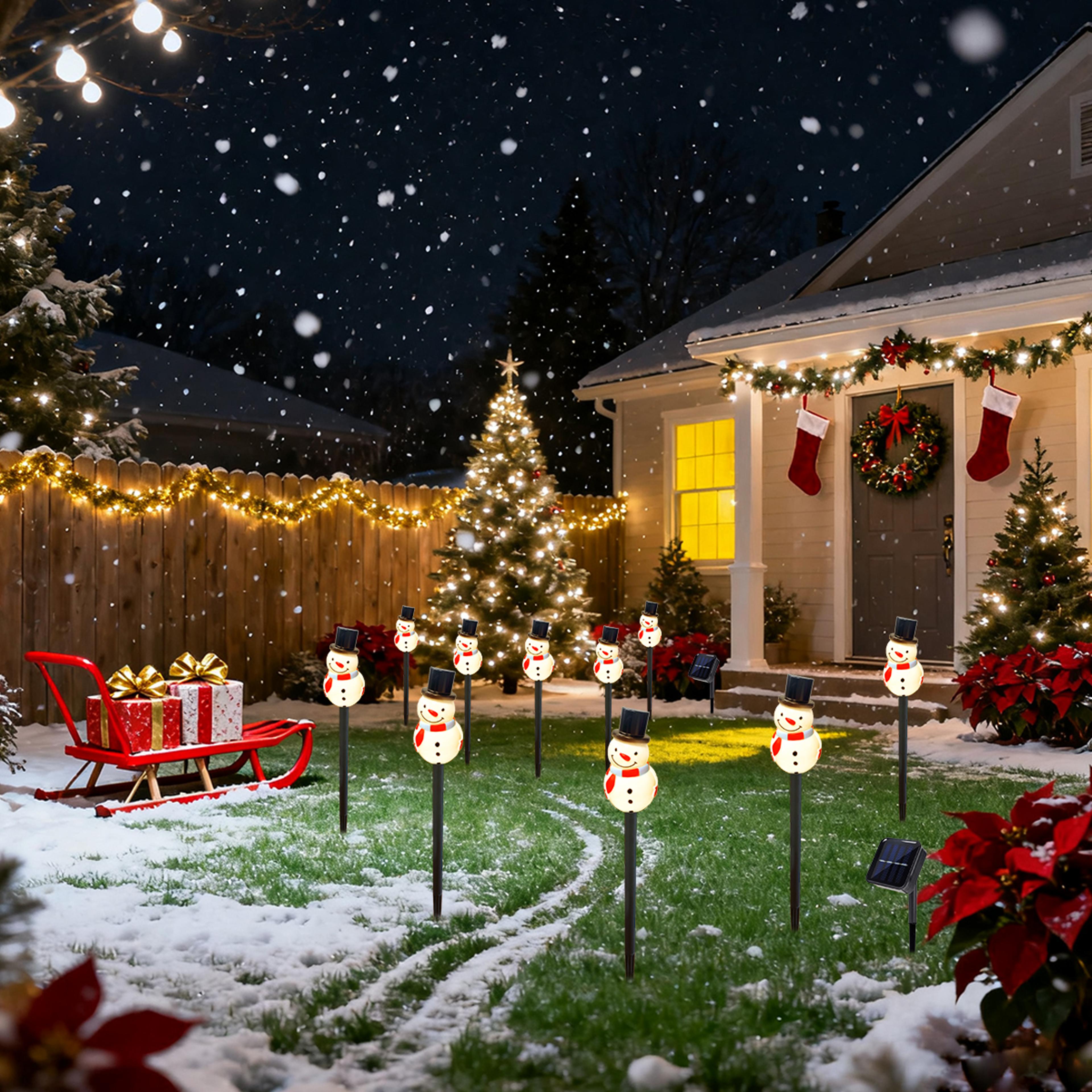 Snowman With Black Hat Long Nose Solar Powered Garden Light Outdoor Stake Light Suitable For Yard P 3
