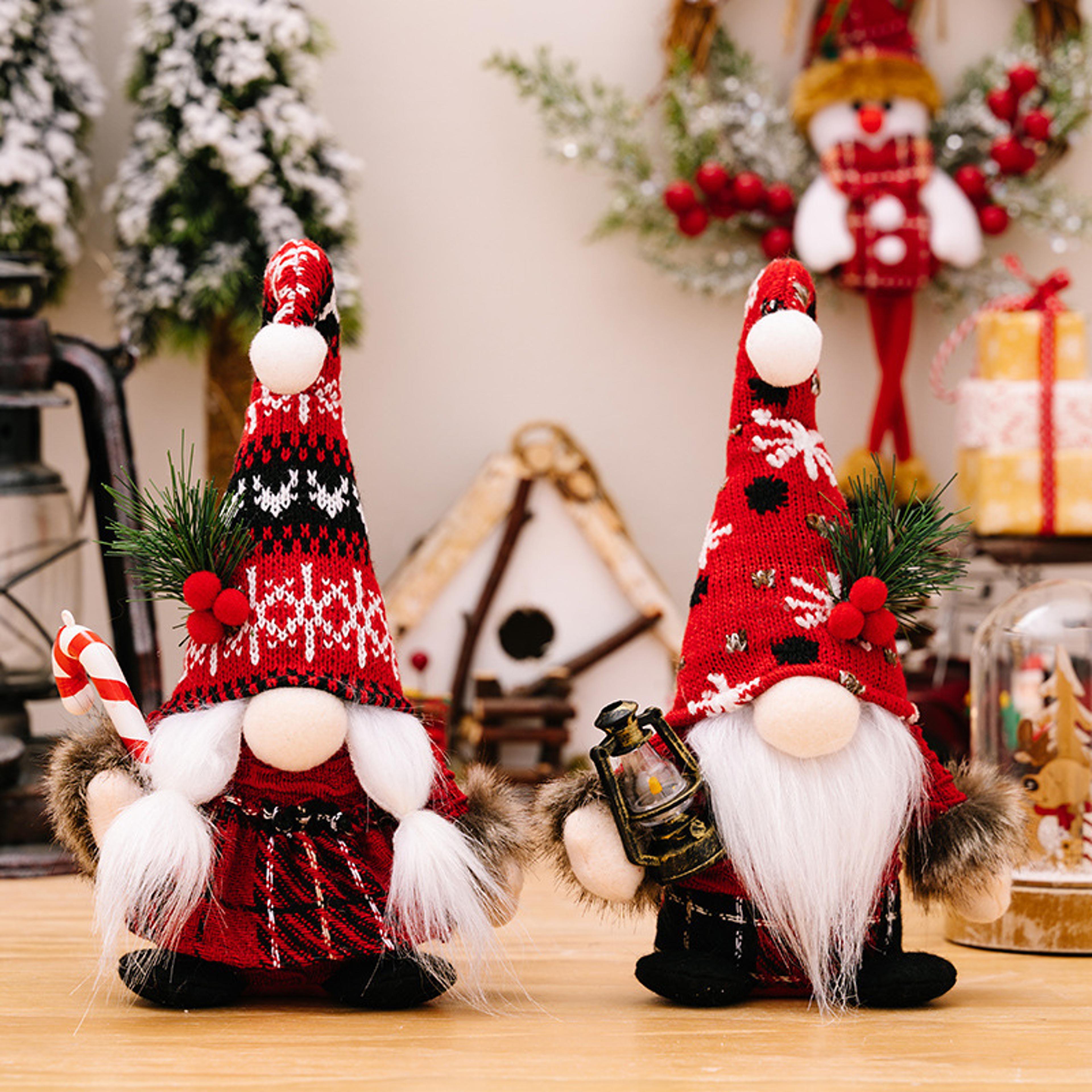 knitted red dwarf, christmas doll hairball, christmas faceless doll, holiday decorations, home new year gift