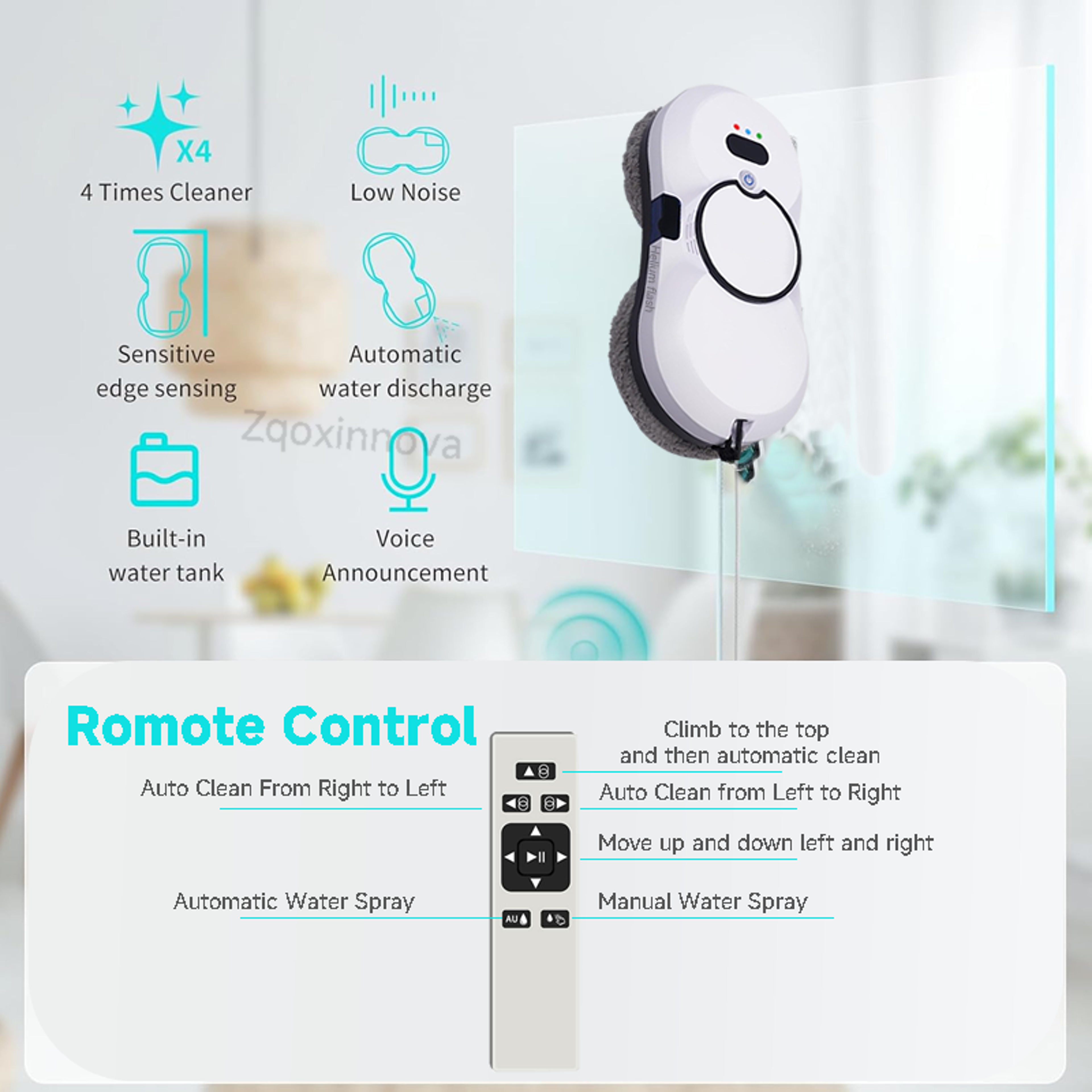 Robot Window Cleaner Vacuum UPS System Auto Clean Glass Windows Washer Smart Home Appliance Electri 5