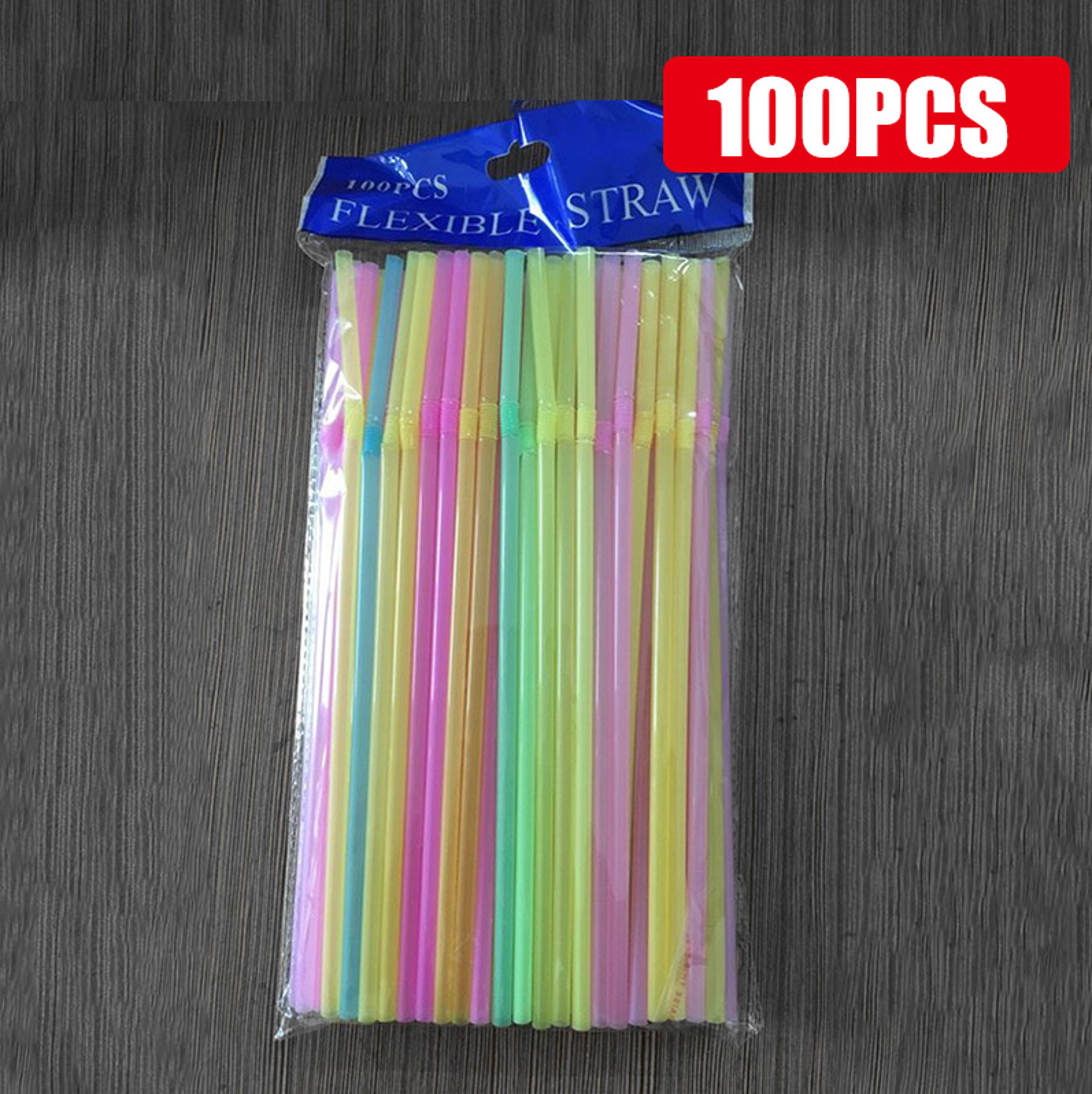 Kunststof Straws Bendable Multicolor Fluorescent Drinking Straws For Party Wedding Beverage Decor 7