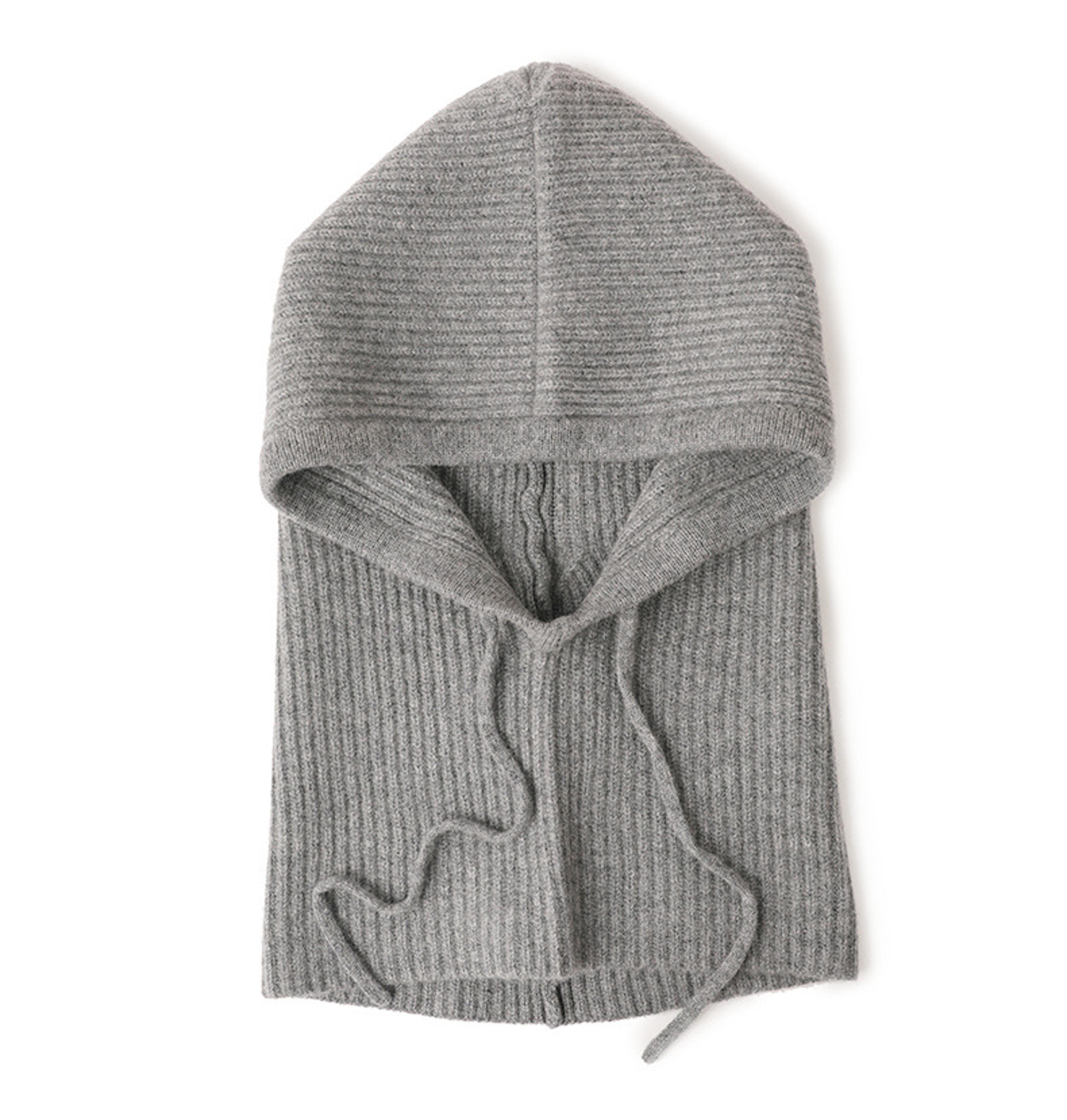Soft Warm Wool Knitted Balaclava Hat For Women Cashmere Hooded Drawstring Ski Bonnet Neck Protect F 6