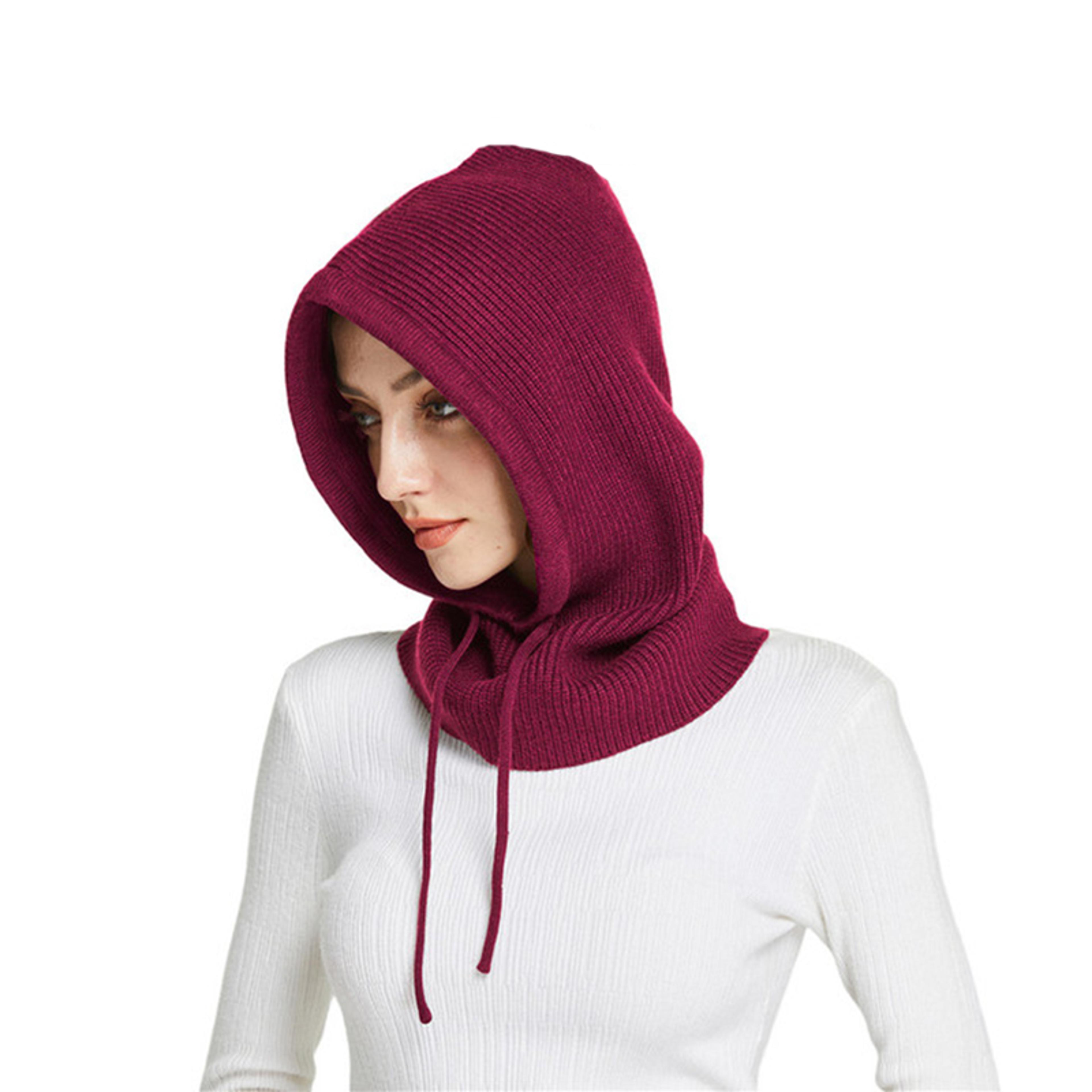 Winter Neck Cover Cashmere Knitted Hooded Hat Women Balaclava Skullies Beanies Face Ear Protect Woo 4