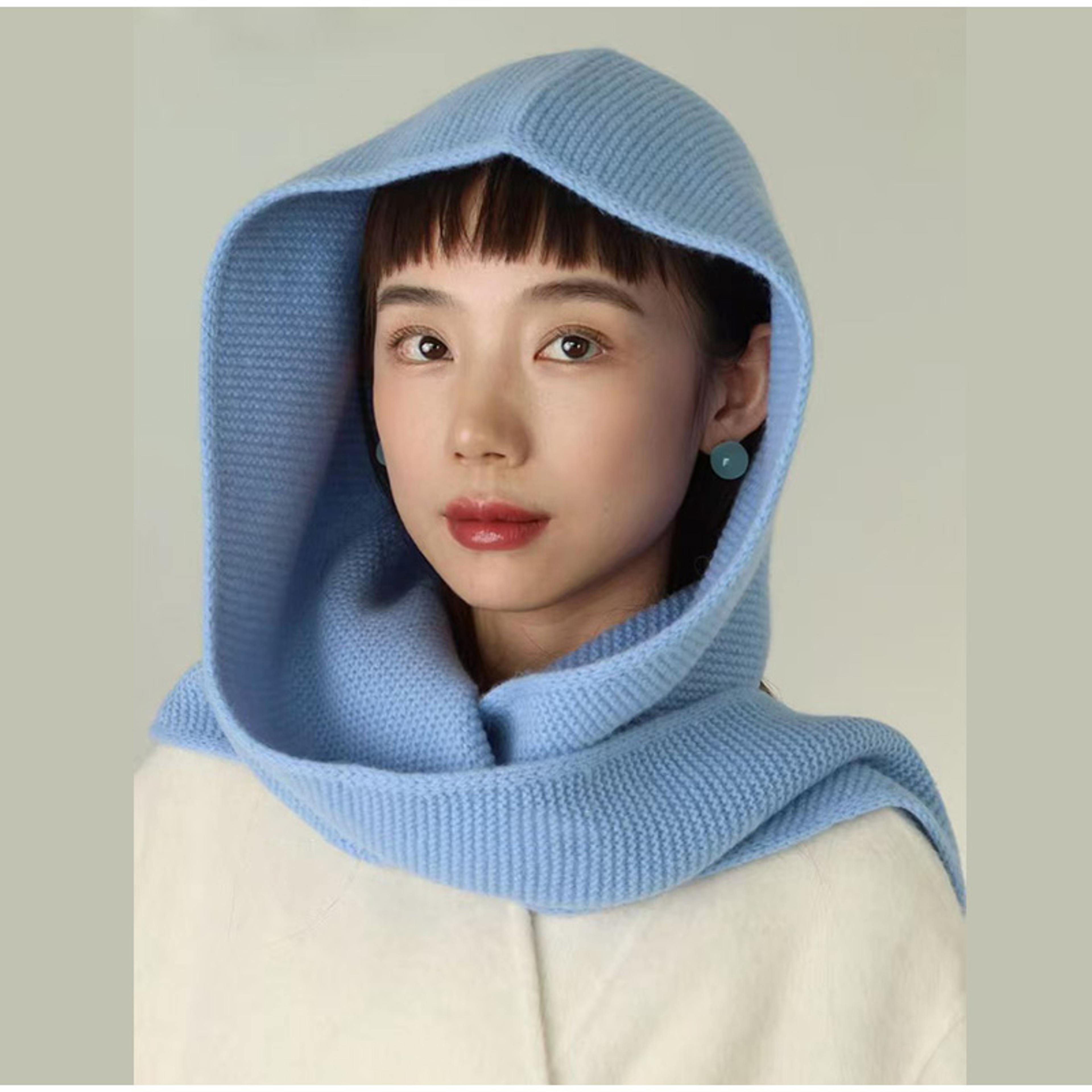 Winter Wool Big Sophie Scarf Oversize Hood Balaclava Bomber Hat Women Windproof Ear Protection Warm 1