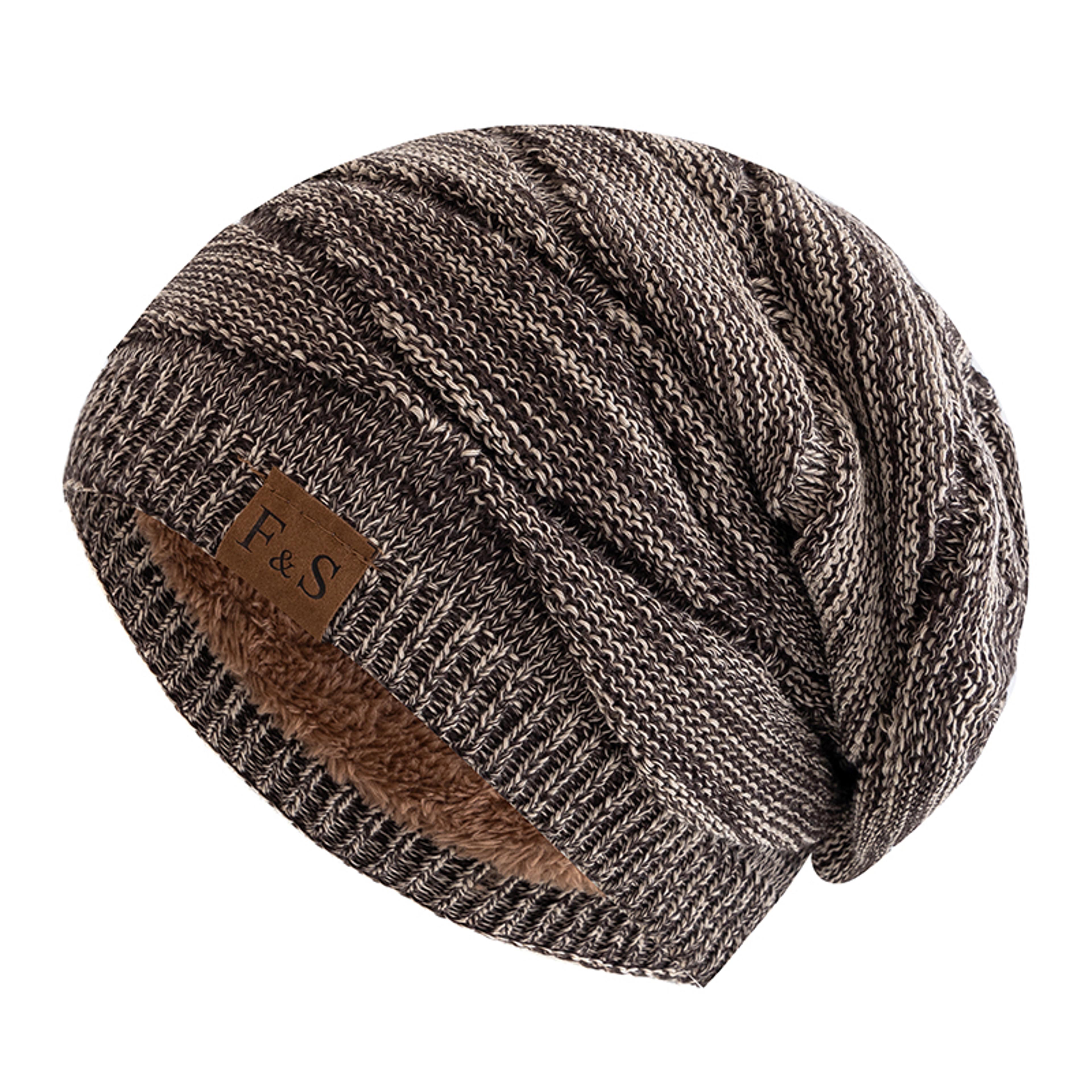 Warm Fleece Lined Beanie Cap Casual Unisex Slouchy Winter Hat Knitted Hat With Label Decor 5