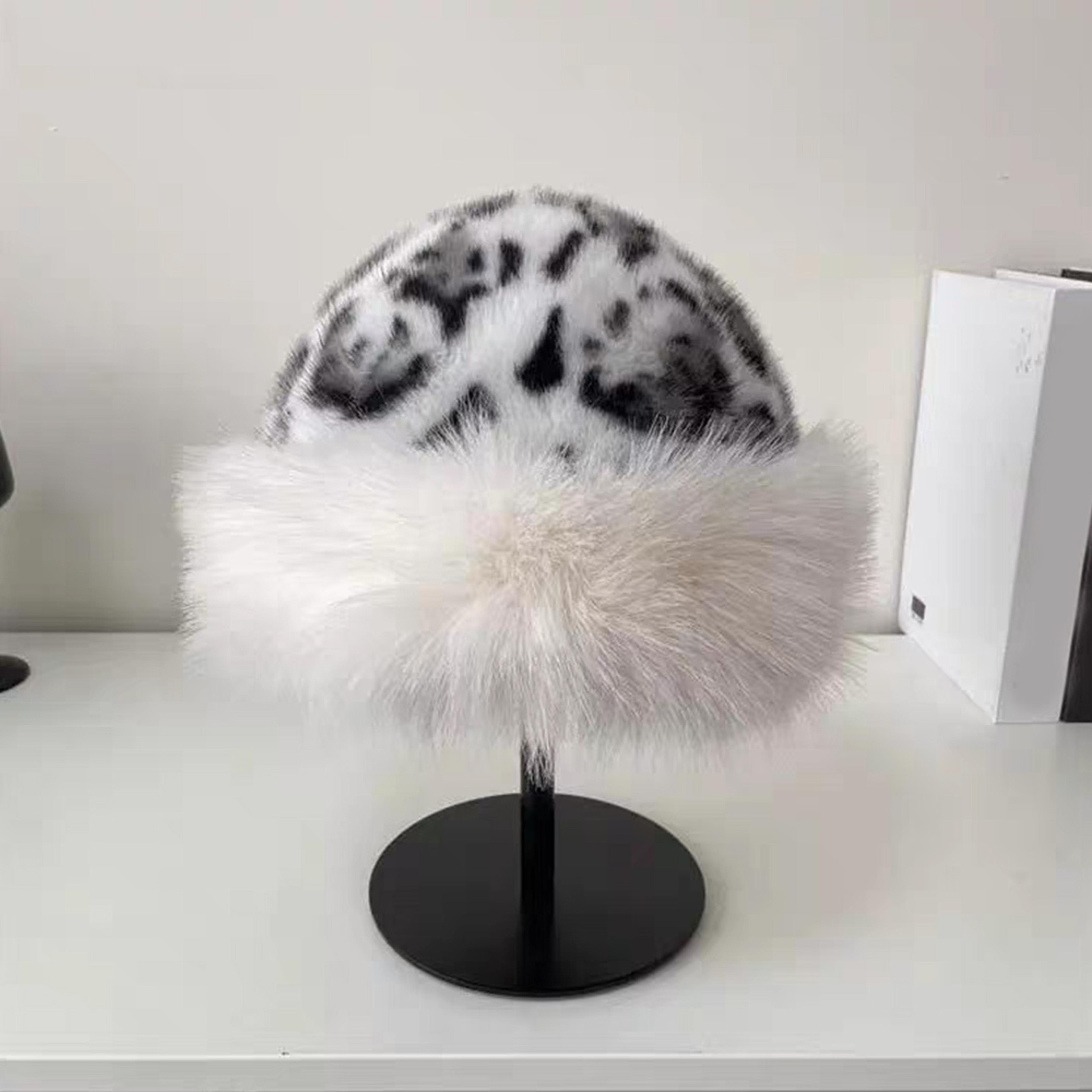 Fluffy Fur Winter Hat Womens Ski Cap Thick Warm Windproof Faux Fur Russian Fishermans Mink Snow Hat 6