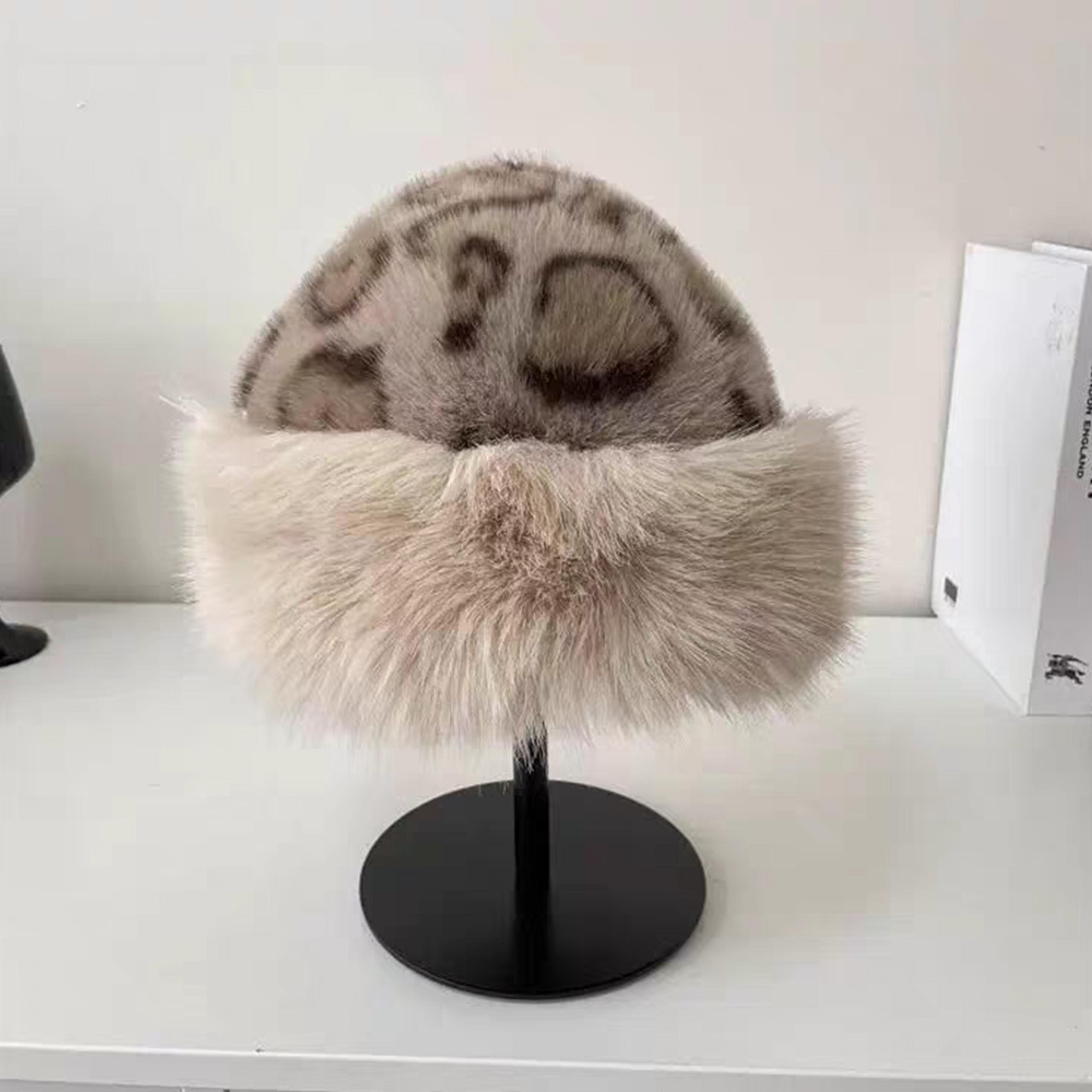 Fluffy Fur Winter Hat Womens Ski Cap Thick Warm Windproof Faux Fur Russian Fishermans Mink Snow Hat 8