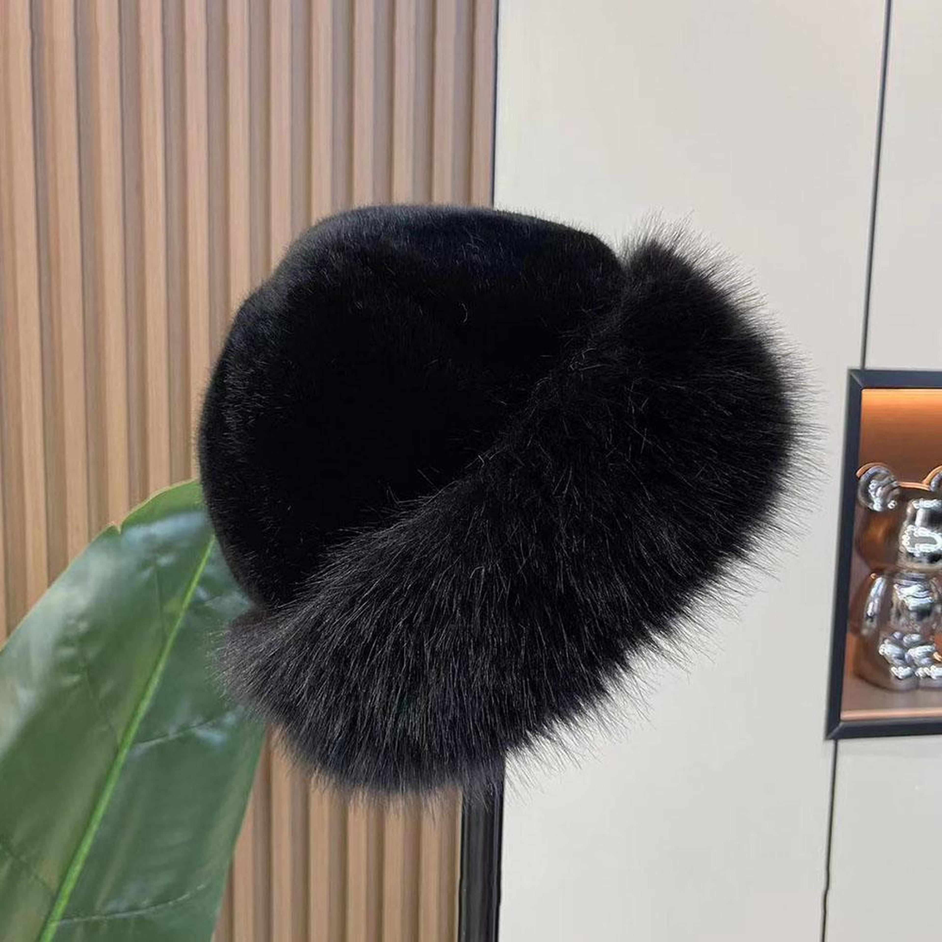 Fluffy Fur Winter Hat Womens Ski Cap Thick Warm Windproof Faux Fur Russian Fishermans Mink Snow Hat 10