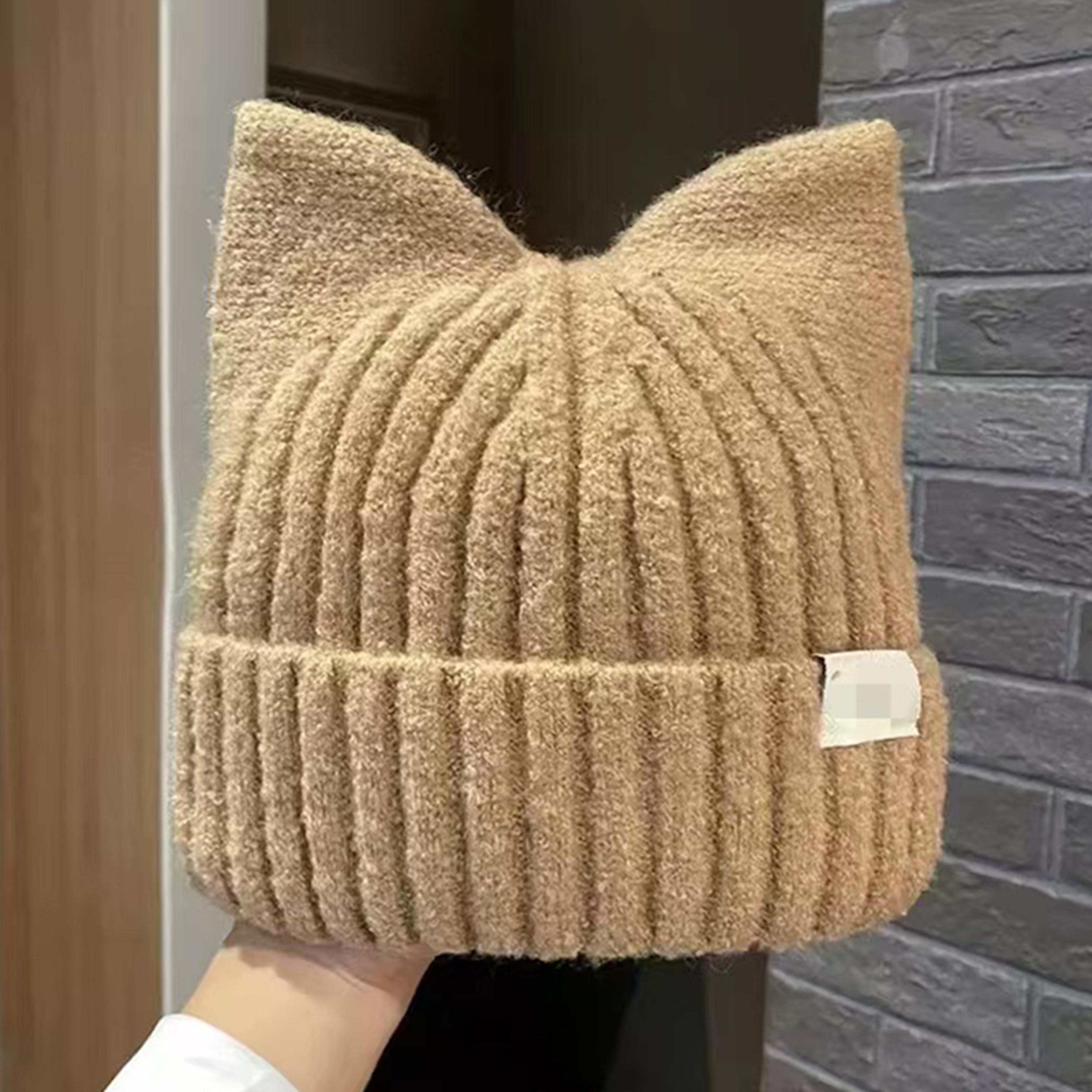Sweet Cat Ears Beanies For Women Winter Warm Ear Protection Autumn Pullover Knitted Hats Versatile 9
